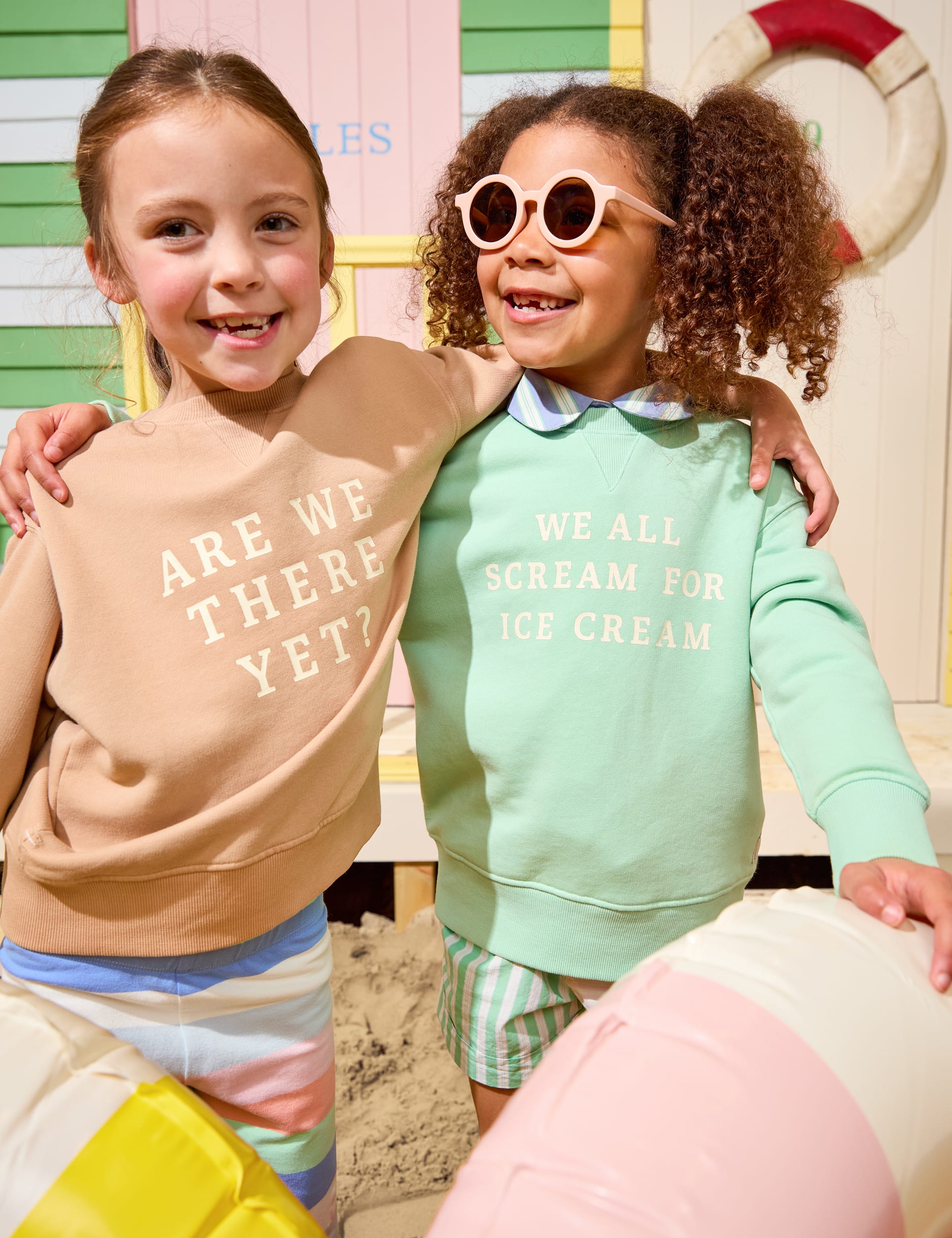 Joules Girls Cotton Rich Ice Cream Slogan Sweatshirt (2-10 Yrs) - 2y, Cream