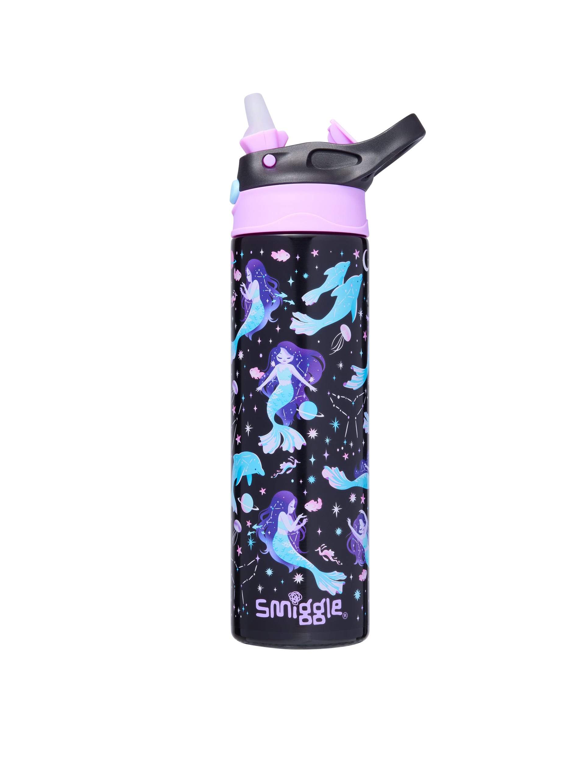 Smiggle Kids Printed Water Bottle (3+ Yrs) - Black Mix, Black Mix,Navy Mix