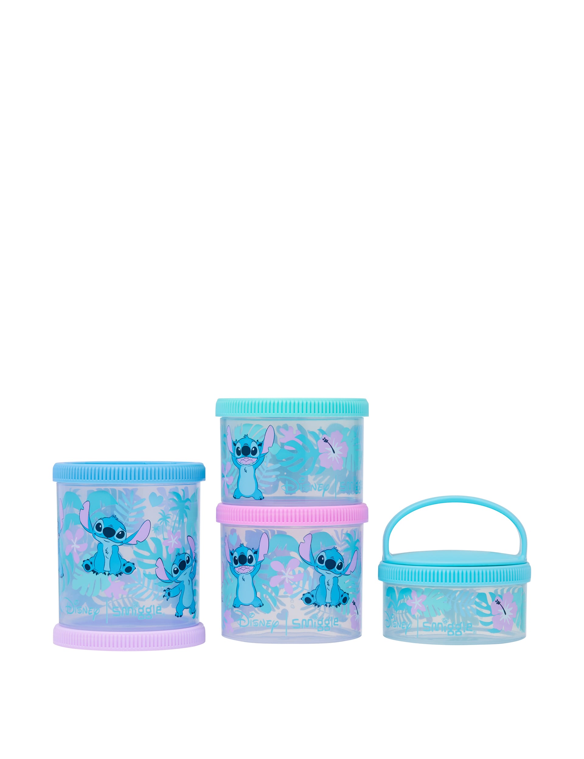 Smiggle Kids Lilo & Stitch Snack & Stack Lunch Pots (3+ Yrs) - Light Blue, Light Blue