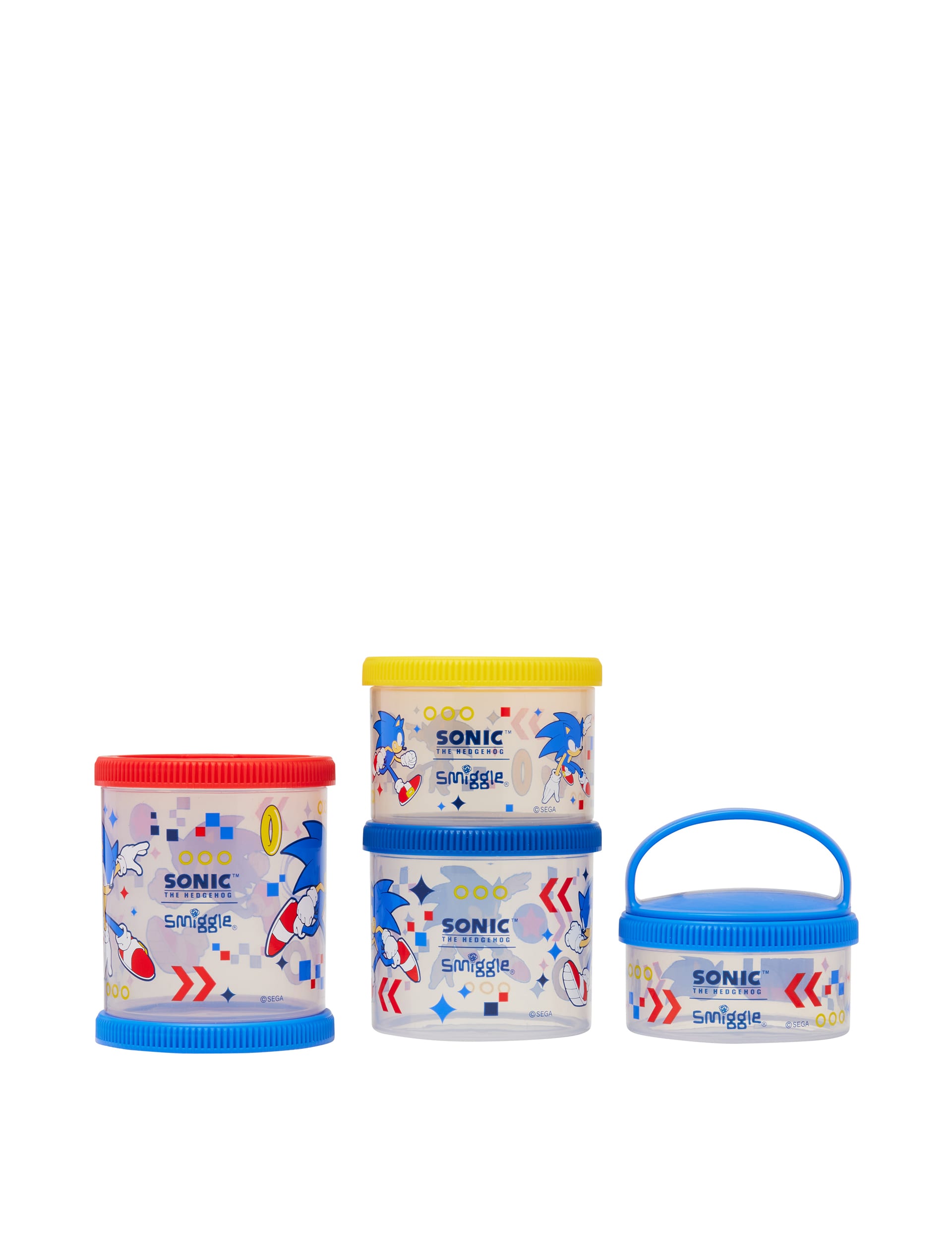 Smiggle Kids Sonic Printed Snack & Stack Lunch Pots (3+ Yrs) - Dark Blue, Dark Blue