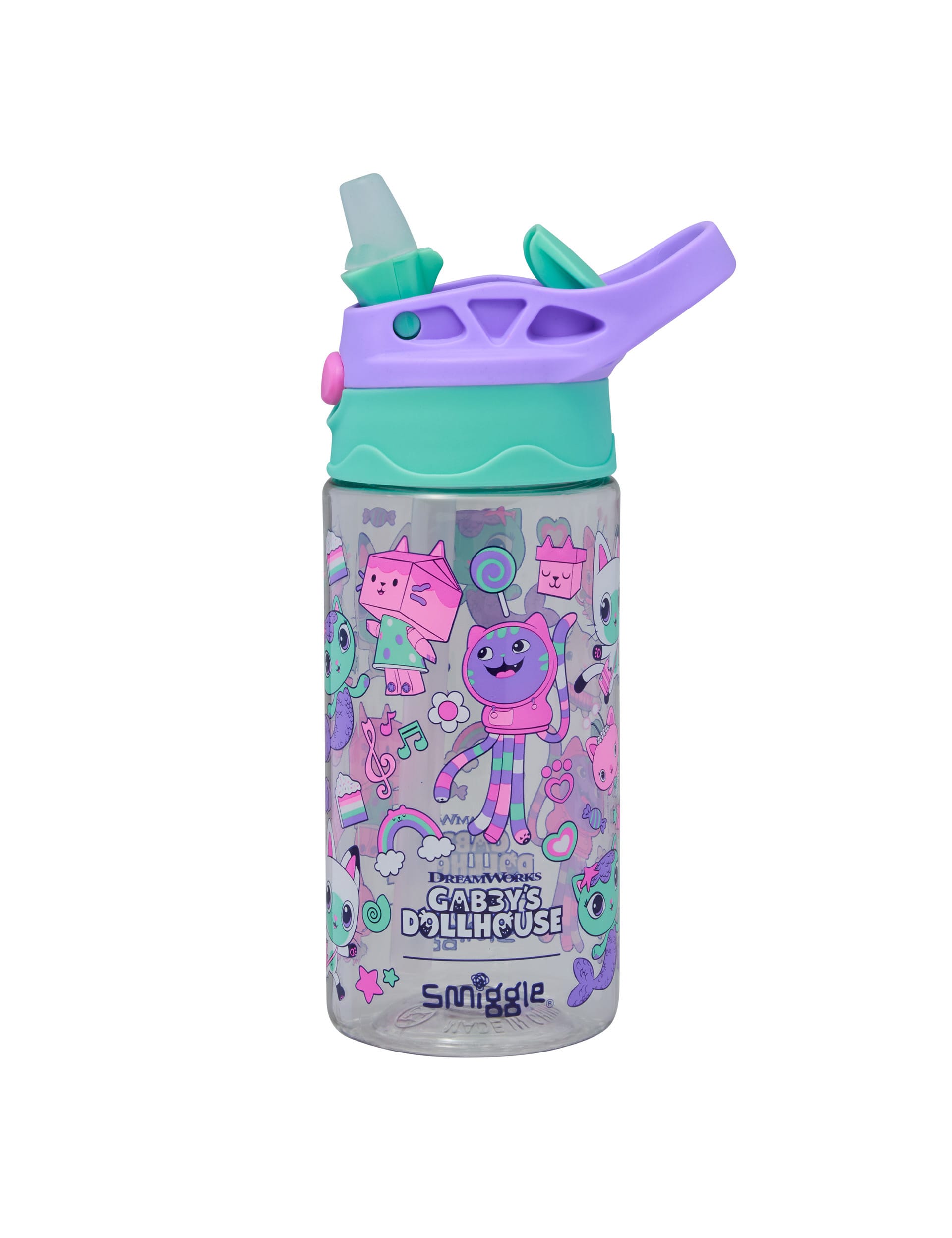 Smiggle Kids Gabby's Dollhouse Water Bottle (3+ Yrs) - Purple Mix, Purple Mix