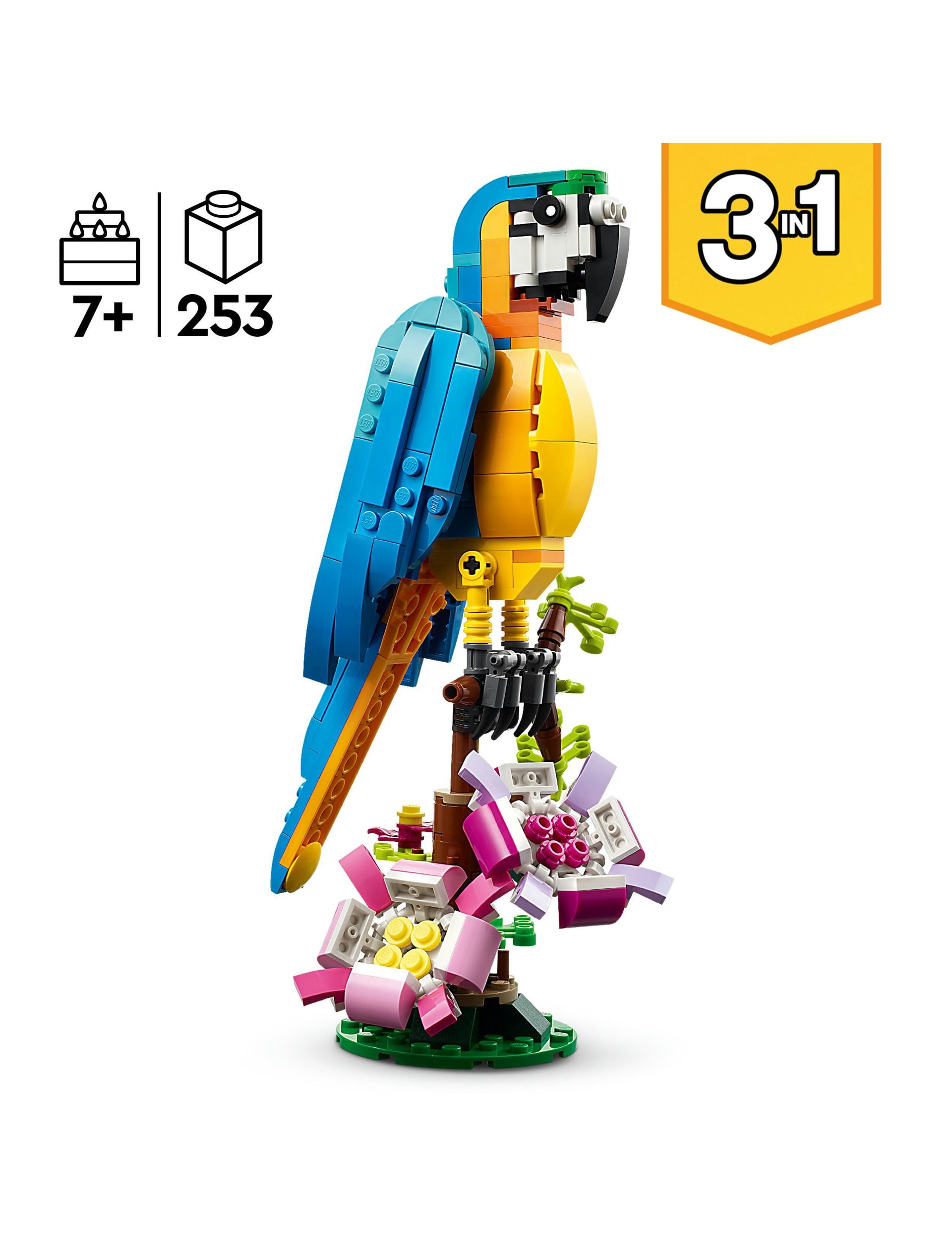 LEGO Creator 3 in 1 Exotic Parrot Toy Set (7+ Yrs)