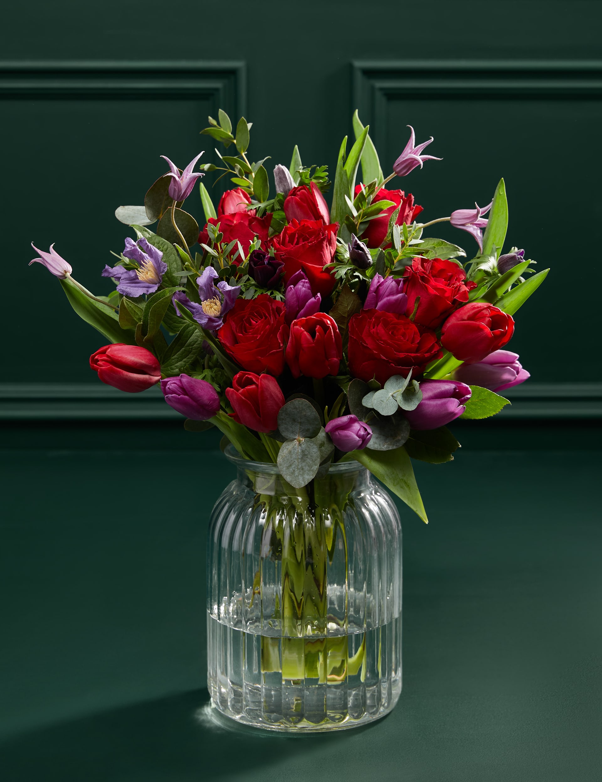 M&S Valentine's Roses, Tulips & Anemones Bouquet in Vase