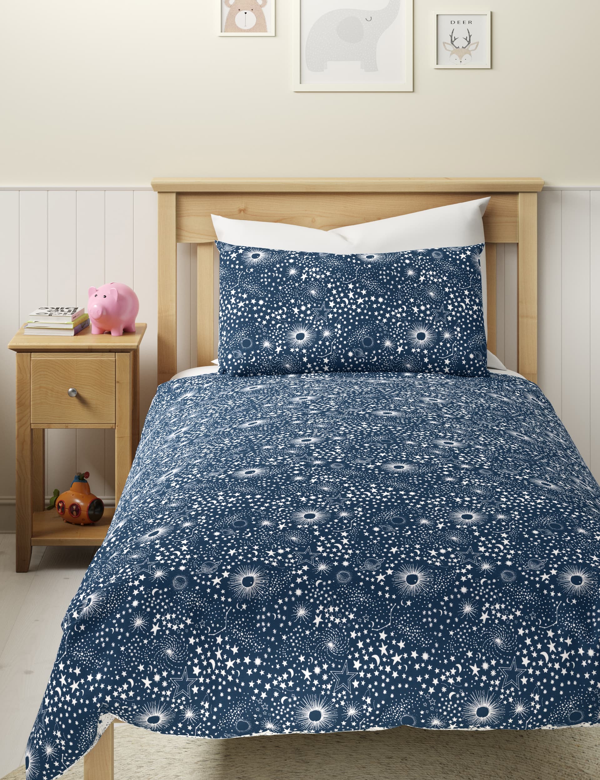 M&S Constellation Cotton Blend Bedding Set - SGL - Navy Mix, Navy Mix