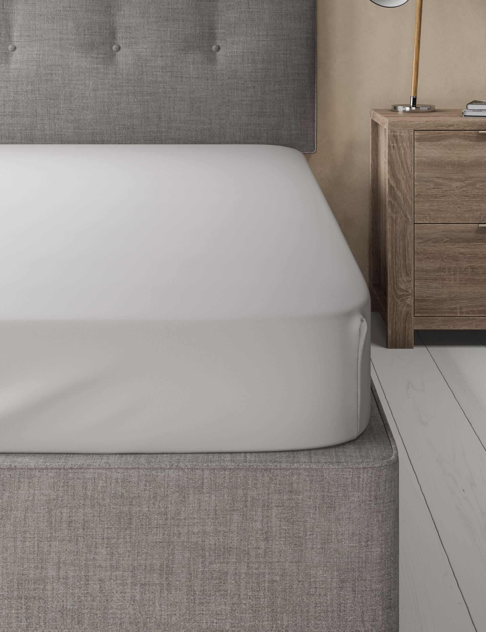 M&S Comfortably Cool Lyocell Rich Fitted Sheet - 6FT - Light Grey, Light Grey,Teal,White,Blue,Blush 