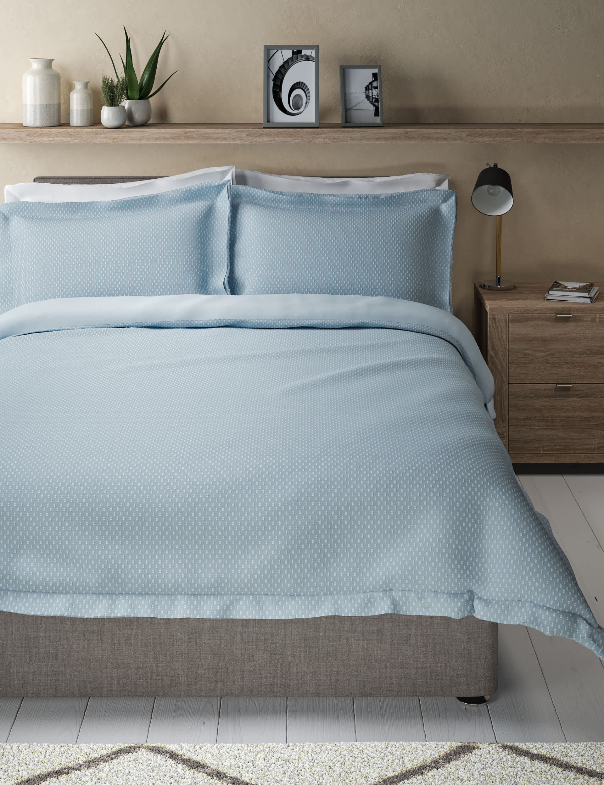 M&S Pure Cotton Iris Spotty Dobby Bedding Set