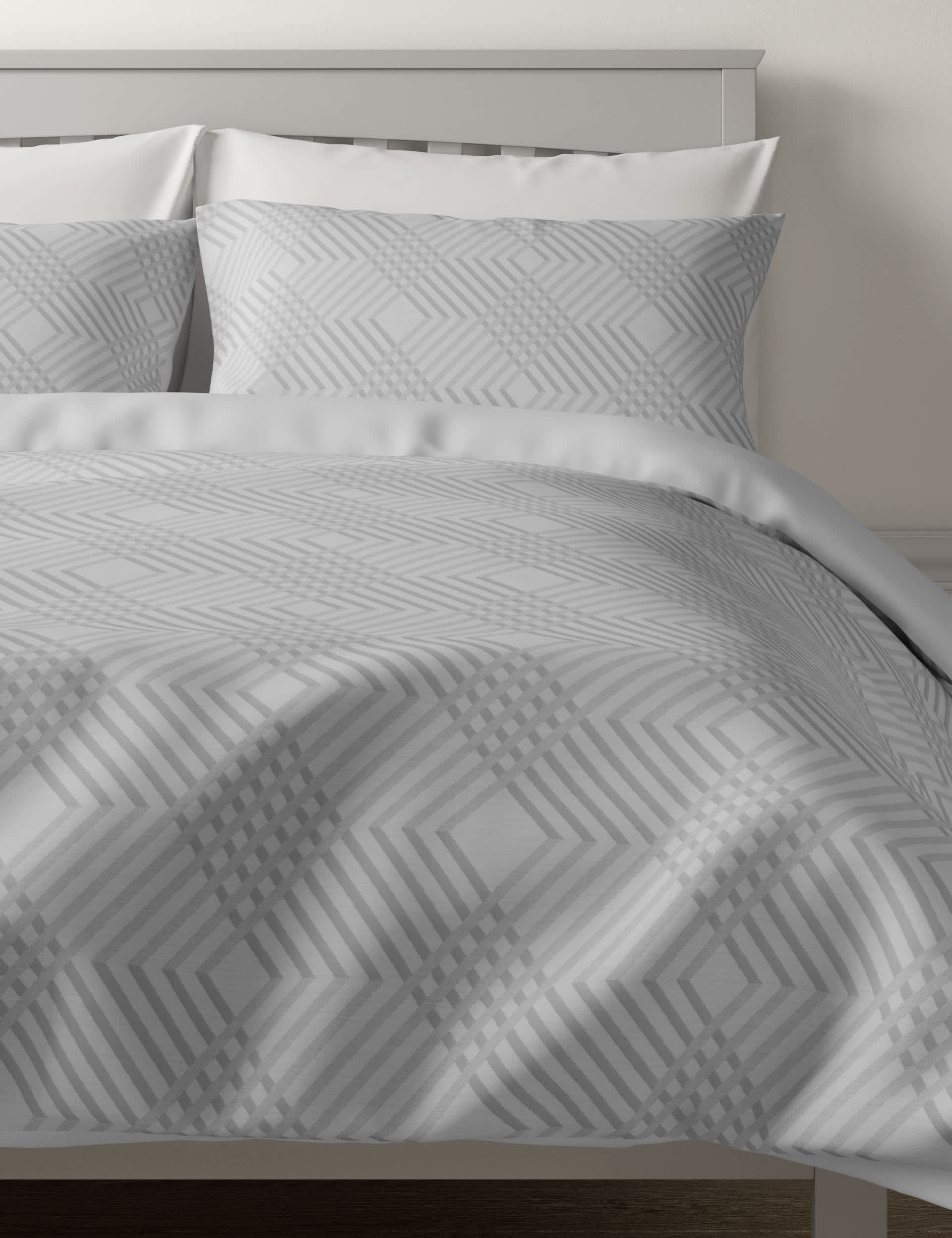 M&S Pure Cotton Sateen Geometric Bedding Set