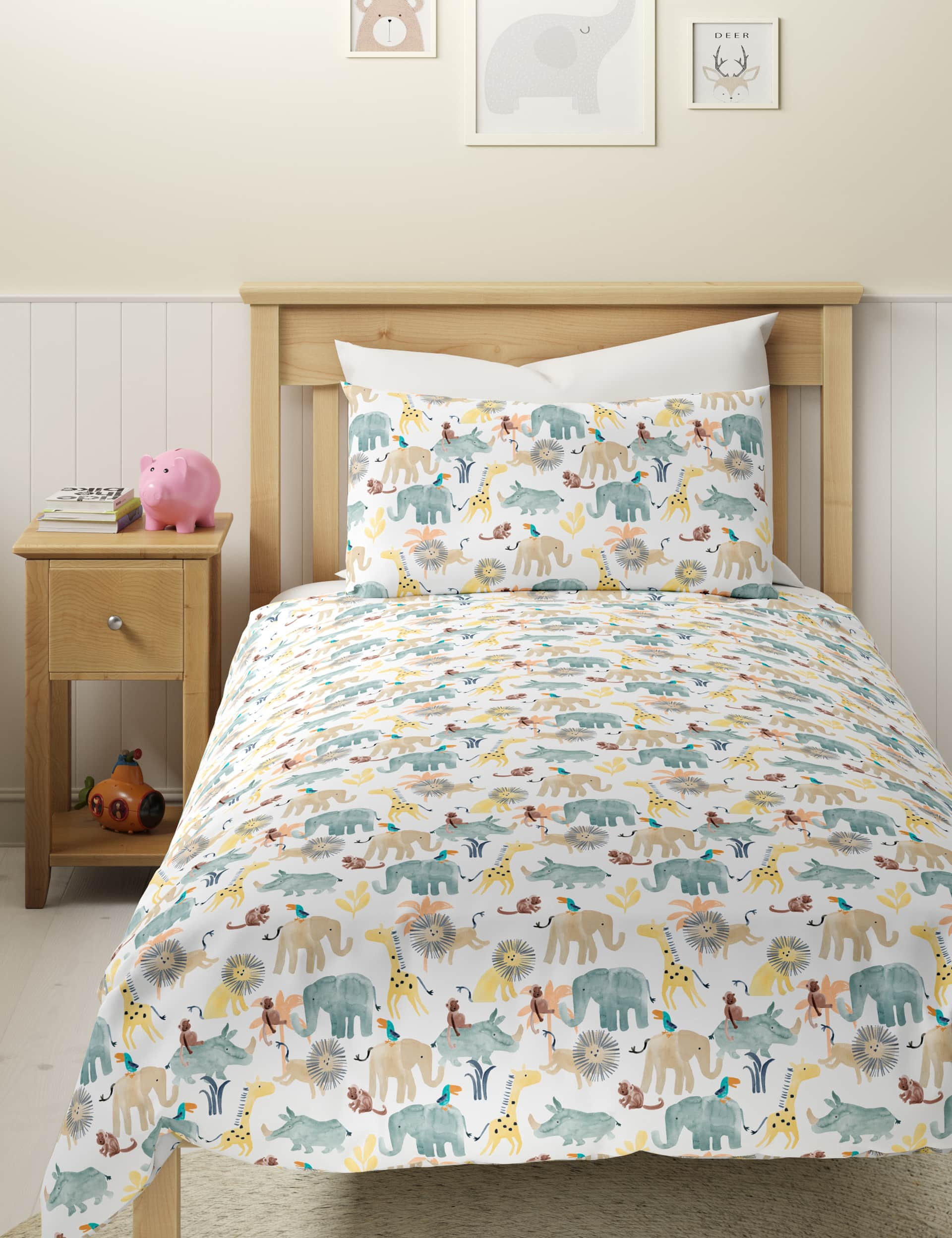 M&S Little Safari Pure Cotton Bedding Set - SGL - Natural, Natural