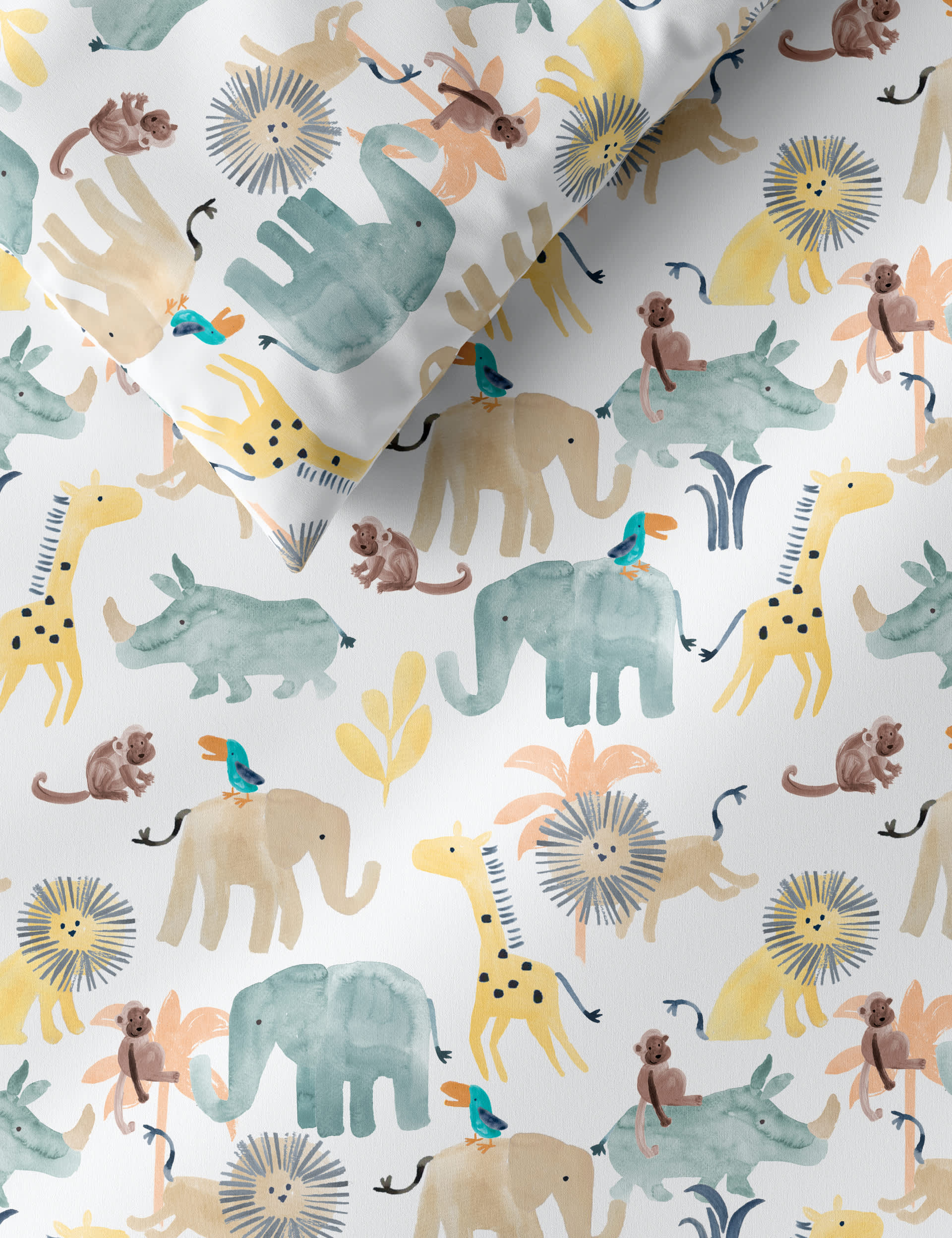 M&S Collection Little Safari Pure Cotton Bedding Set - TODDL - Natural, Natural