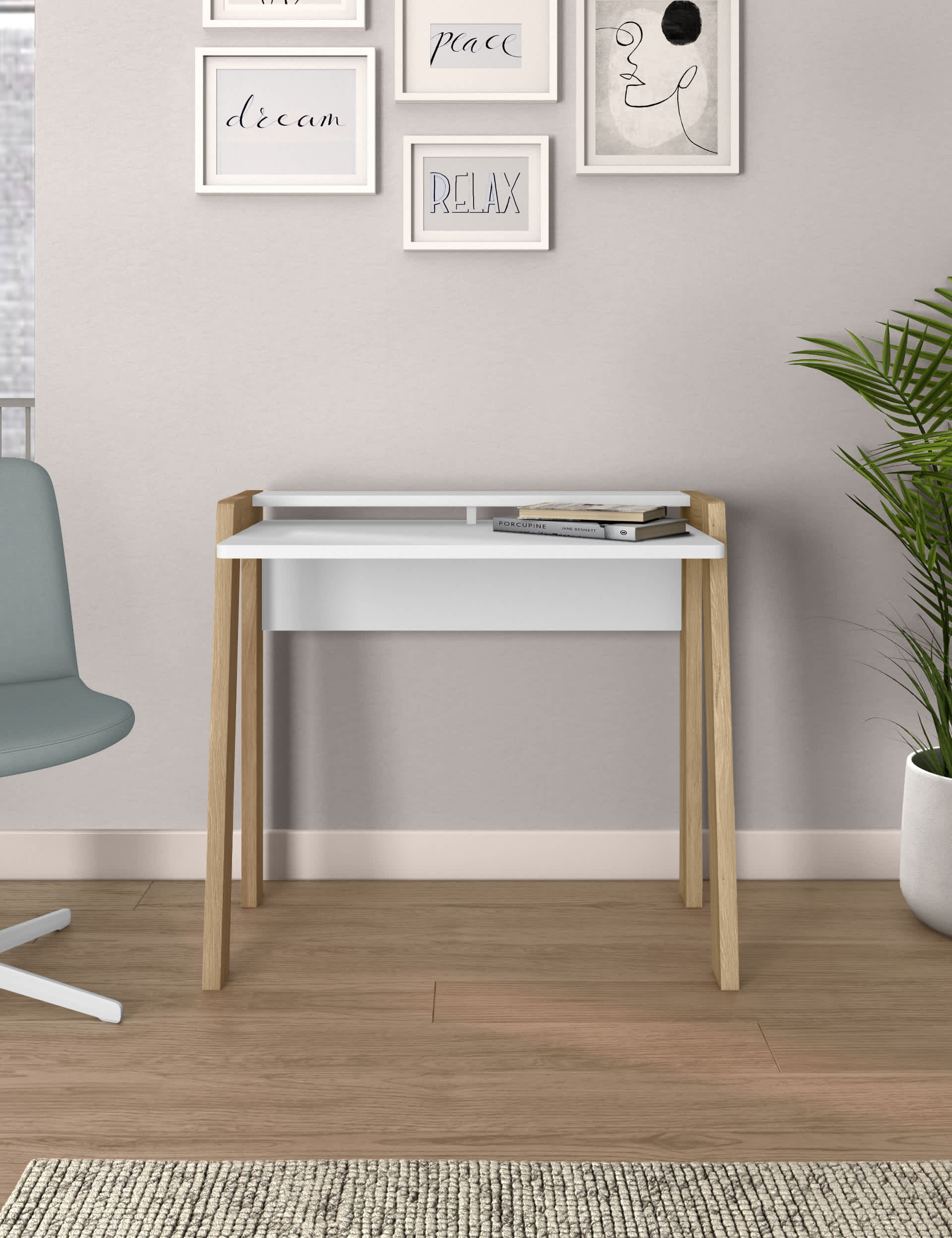 M&S Compact Desk - White, White