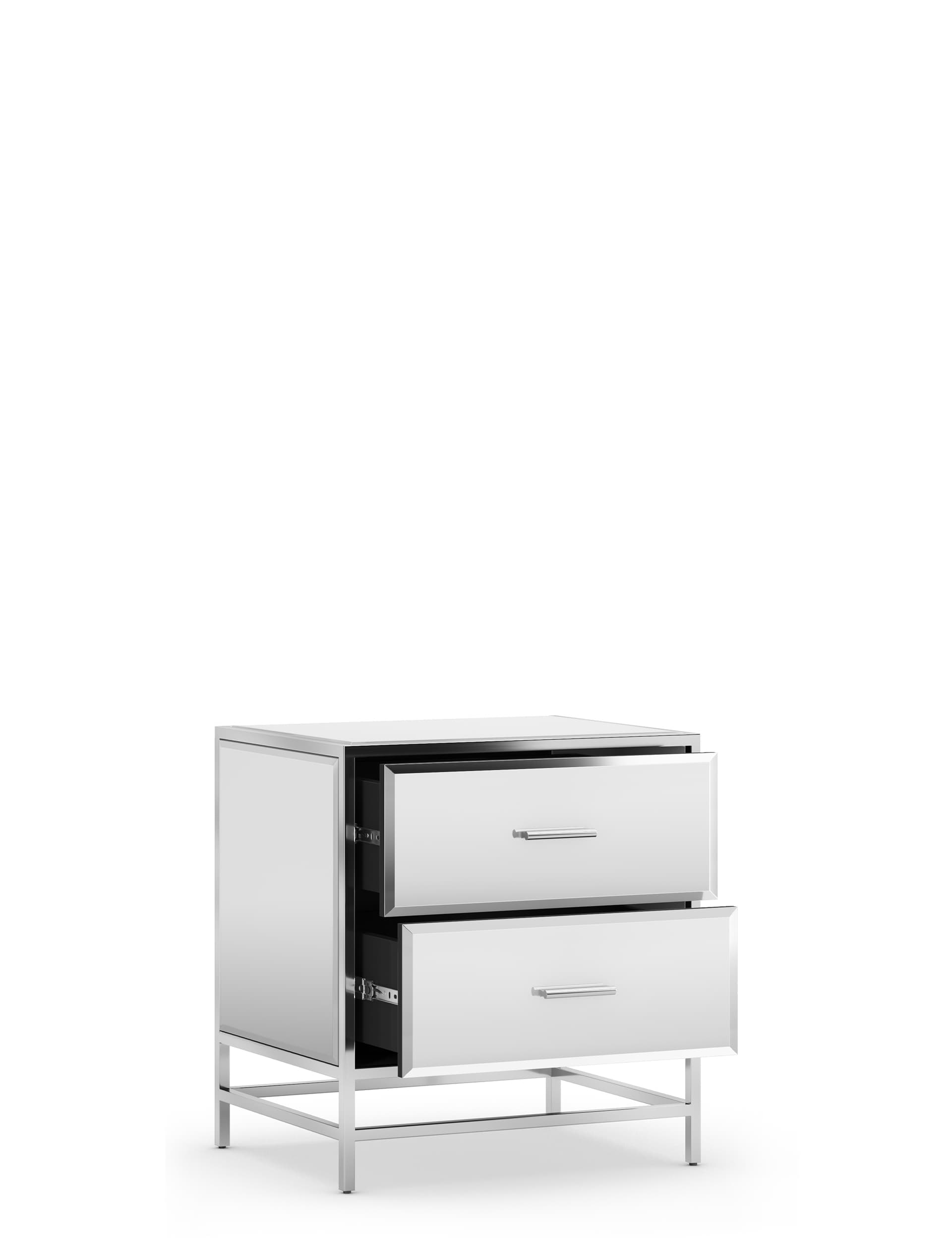 M&S Collection Skylar 2 Drawer Bedside Table - Silver, Silver