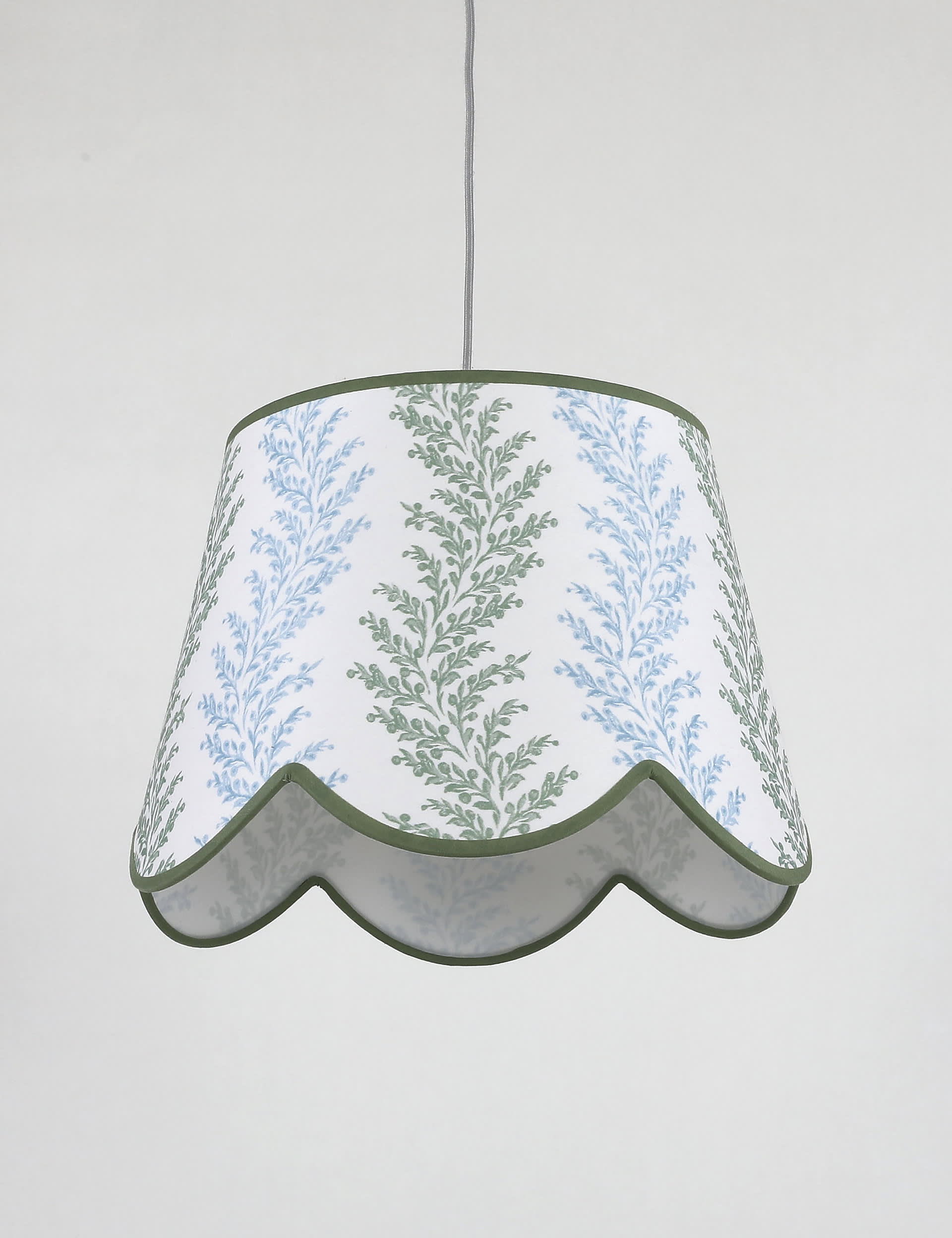 M&S Foliage Stripe Scalloped Lamp Shade - Light Green, Light Green