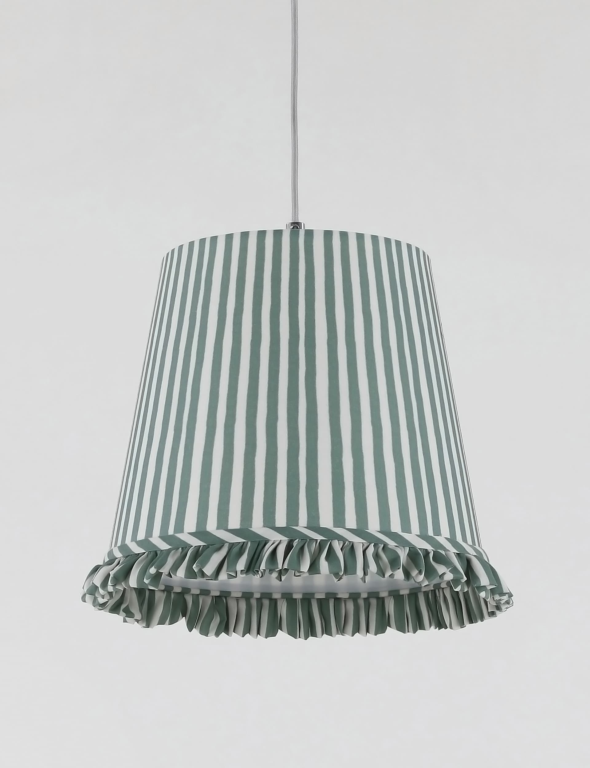 M&S Watercolour Stripe Ruffle Edge Lamp Shade - Green, Ochre,Green,Dark Red,Navy