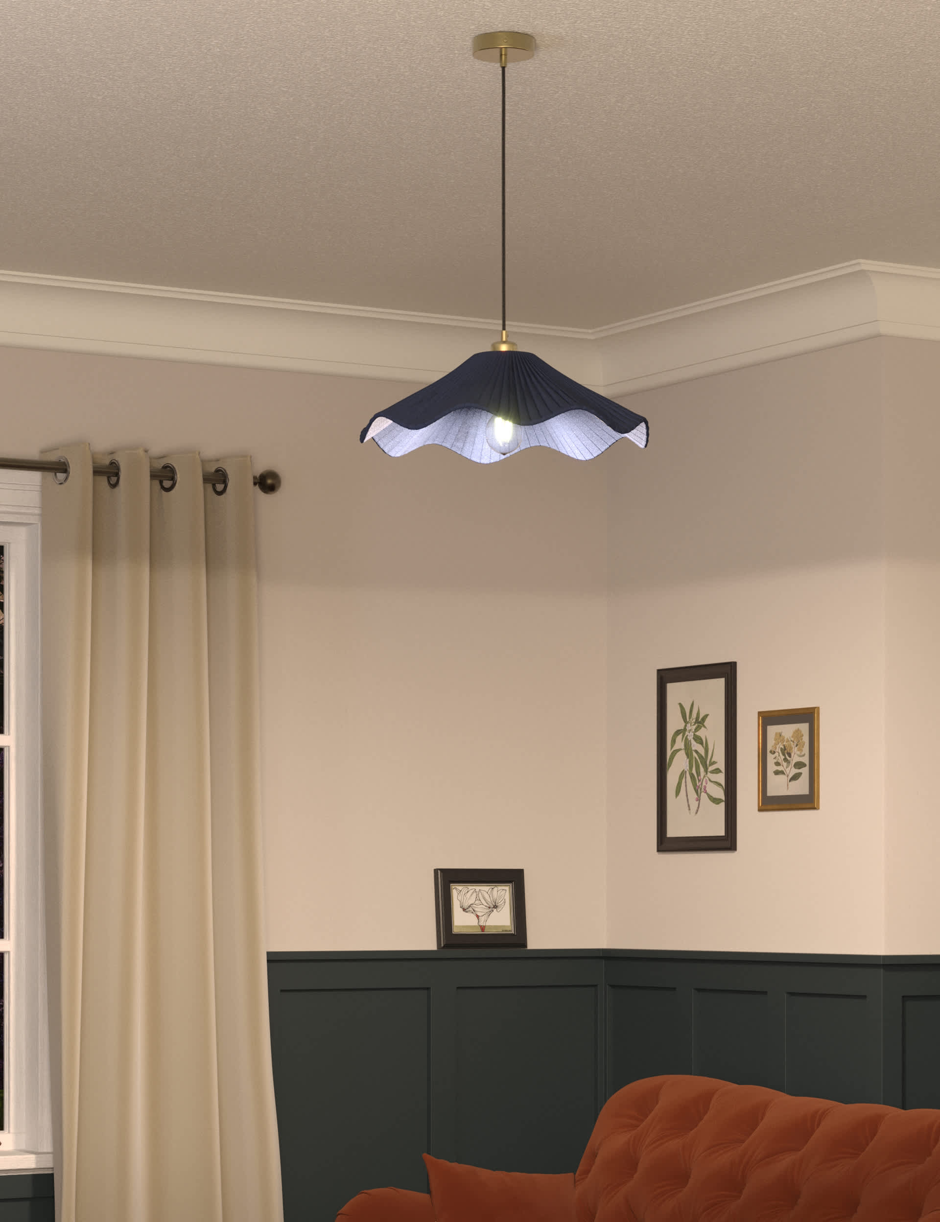 M&S Collection Chloe Pendant Ceiling Light - Navy, Navy