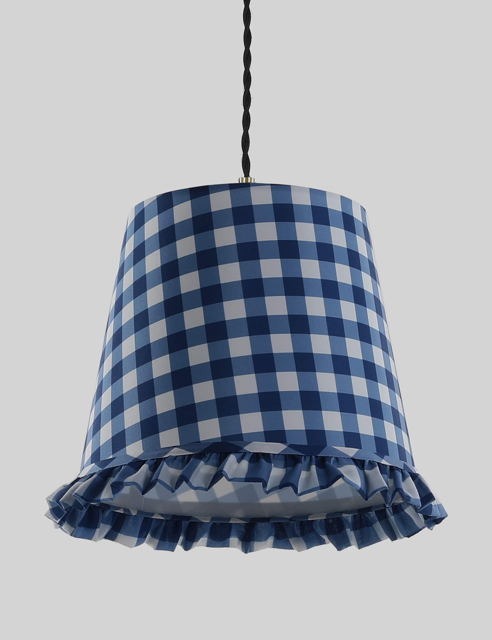 M&S Gingham Ruffle Lamp Shade - Navy, Red,Navy