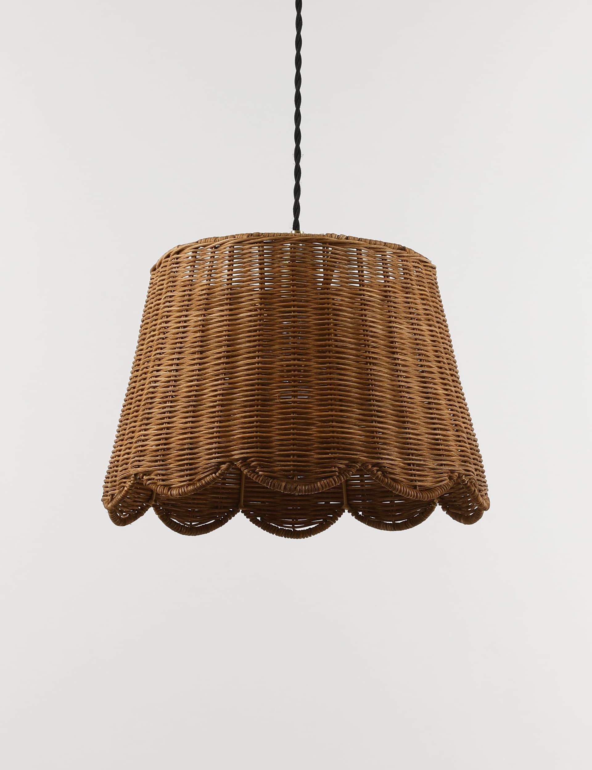 M&S Wicker Scallop Lamp Shade - Brown, Brown