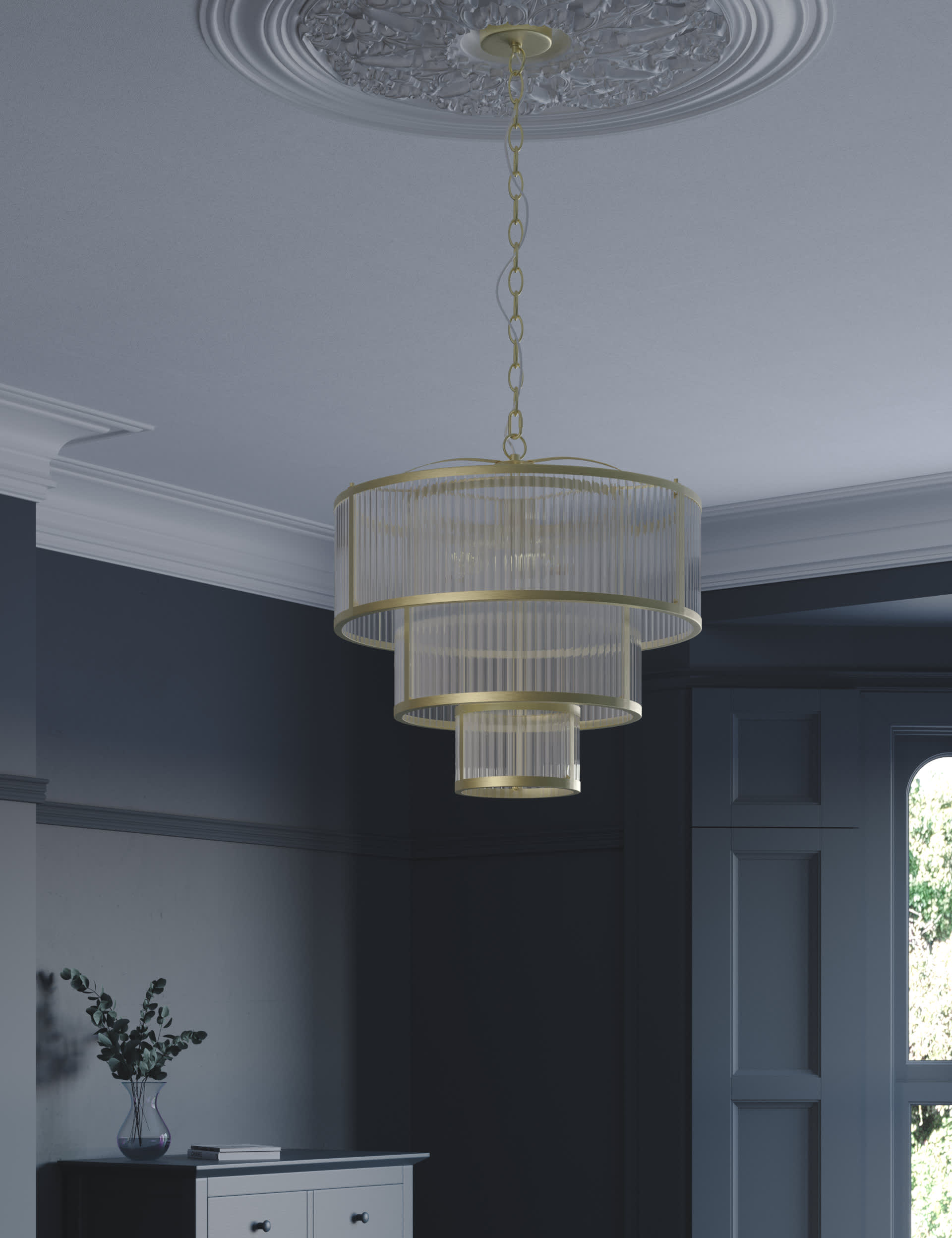 M&S Collection Monroe Tiered Chandelier - Gold, Gold