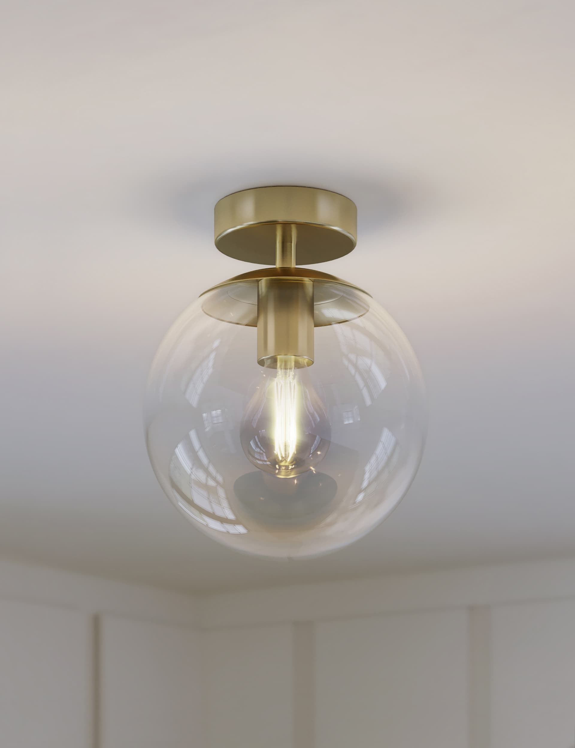 M&S Collection Aurora Flush Ceiling Light - Polished Brass, Polished Brass