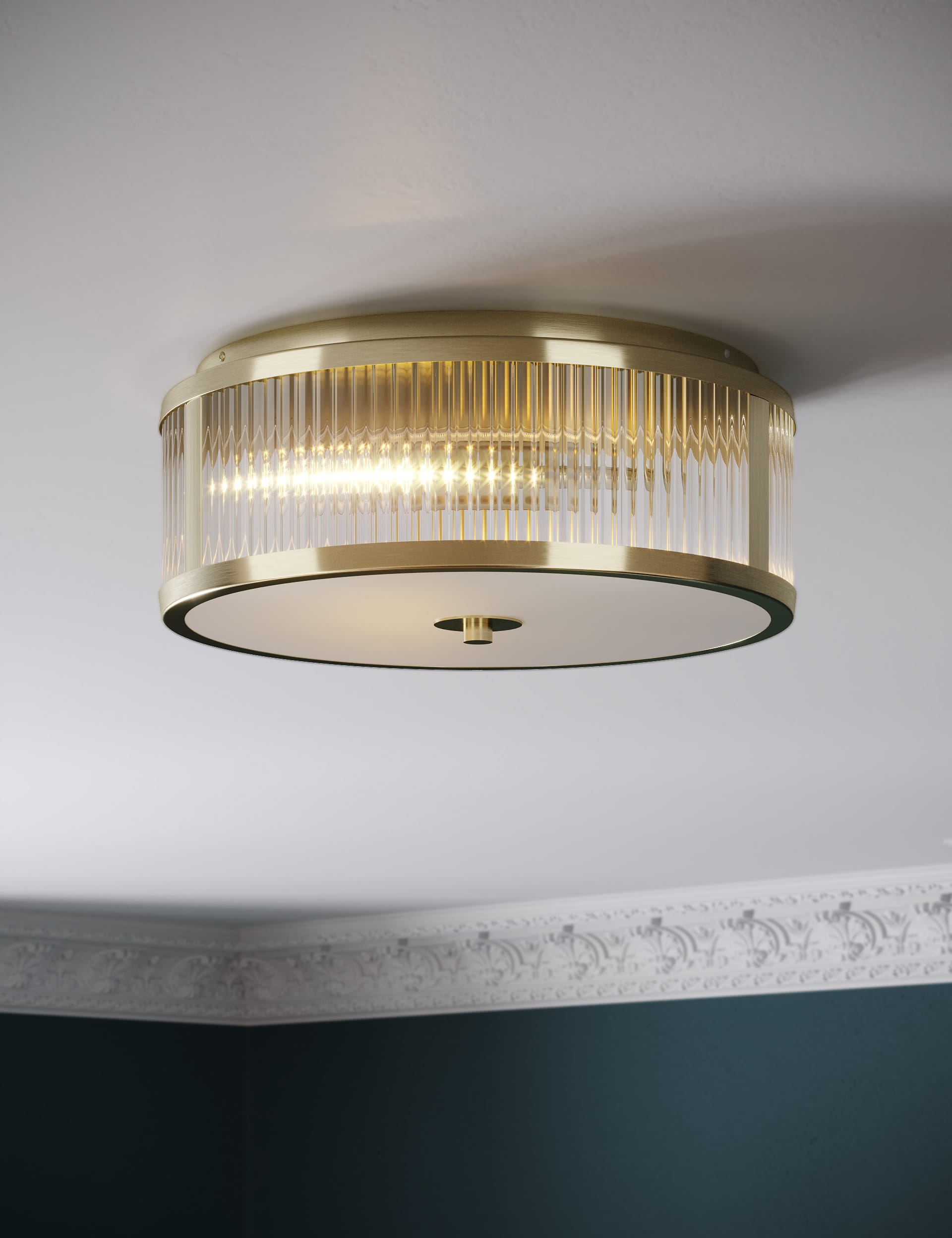 M&S Collection Monroe Flush Light - Polished Brass, Polished Brass