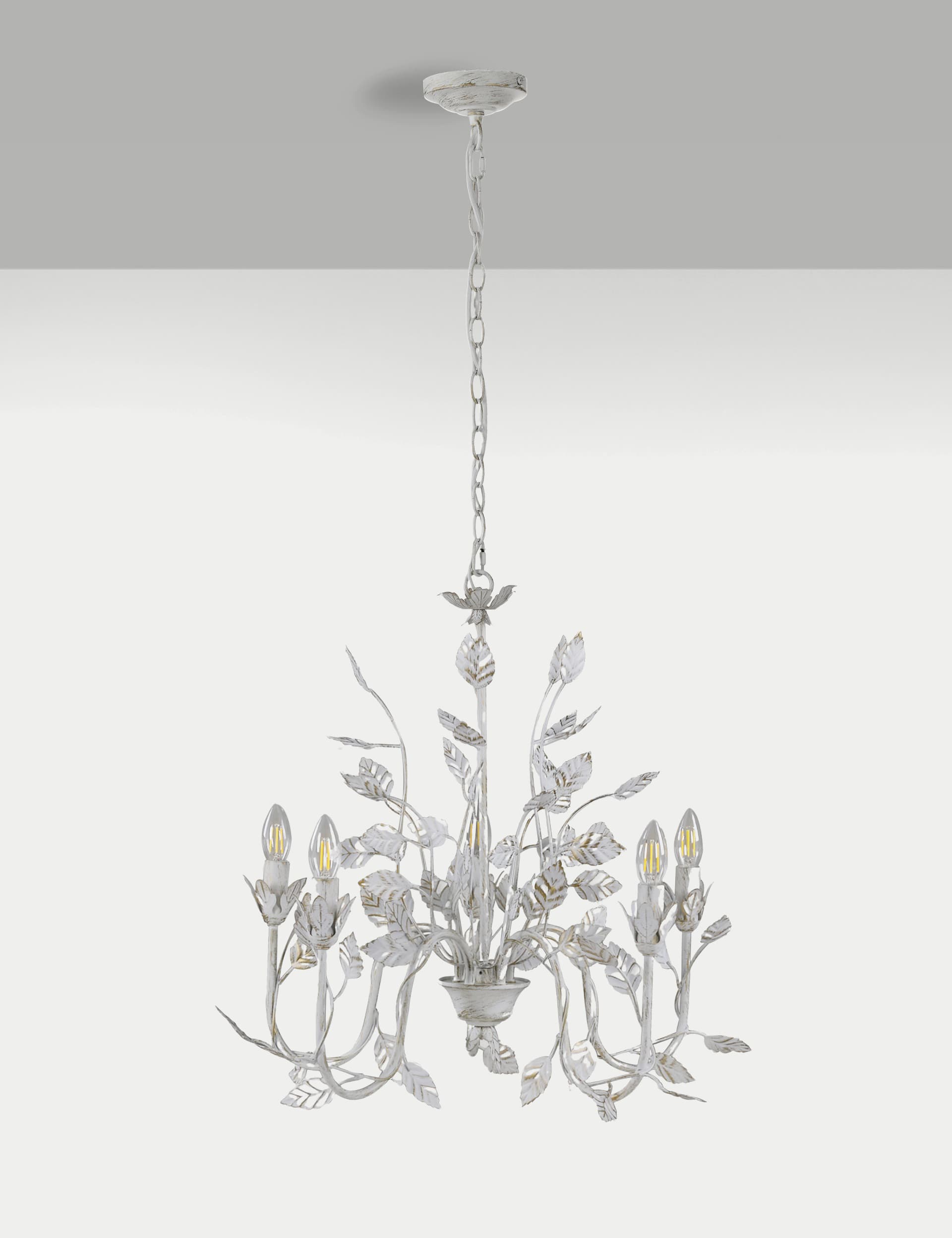 M&S Clara Leaf Chandelier - White, White