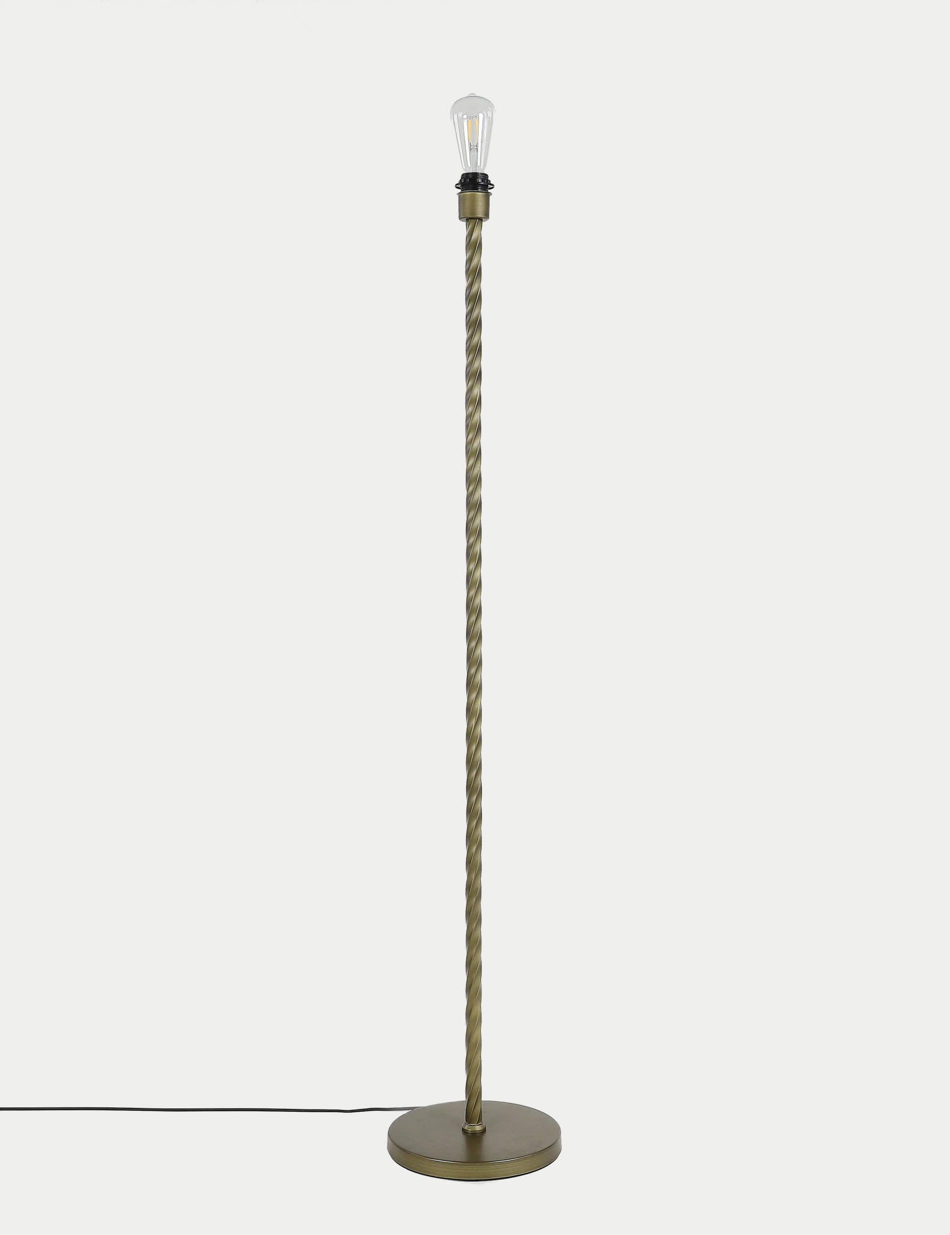 M&S Metal Twisted Floor Lamp Base - Antique Brass, Antique Brass