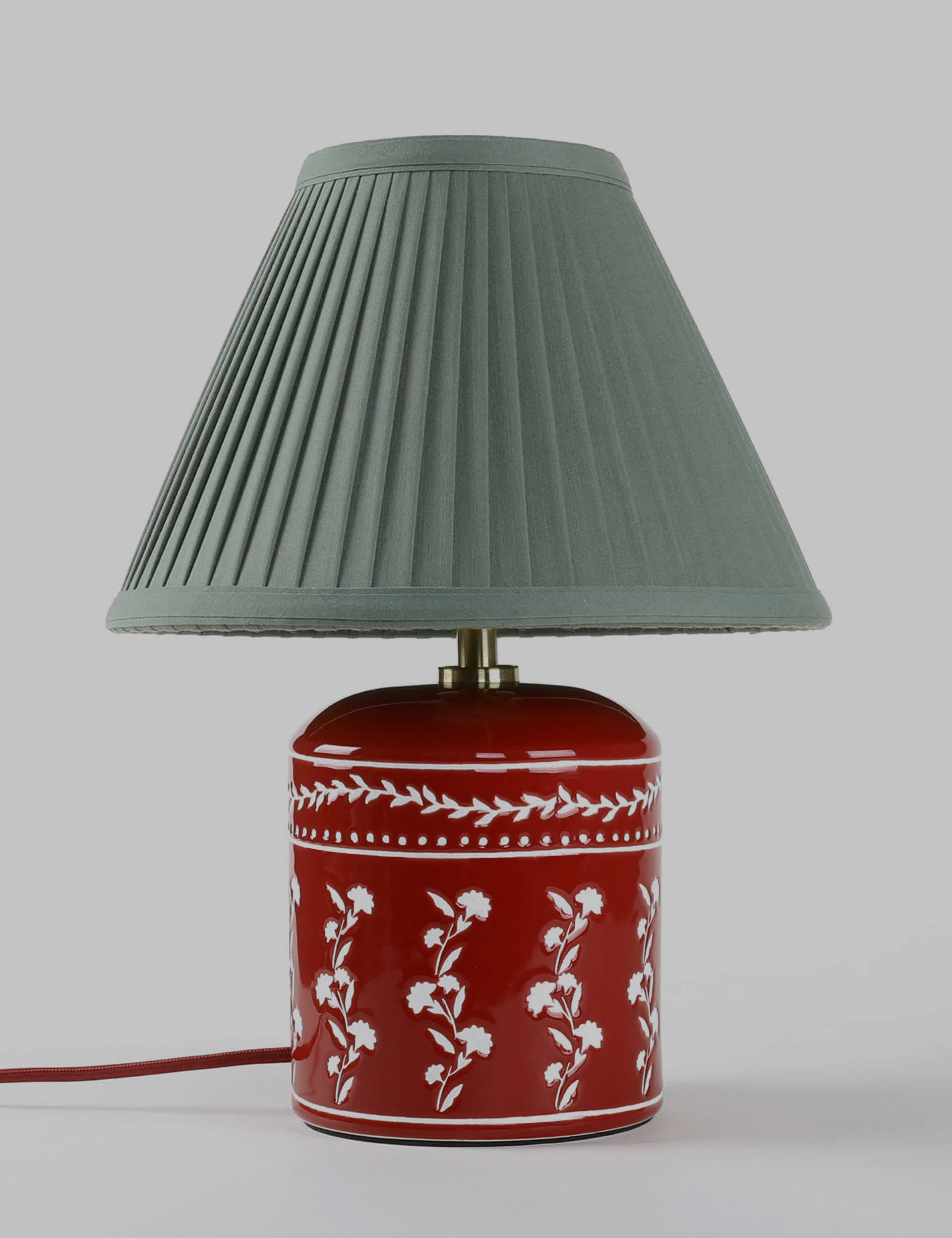 M&S Penny Floral Table Lamp - Red, Red