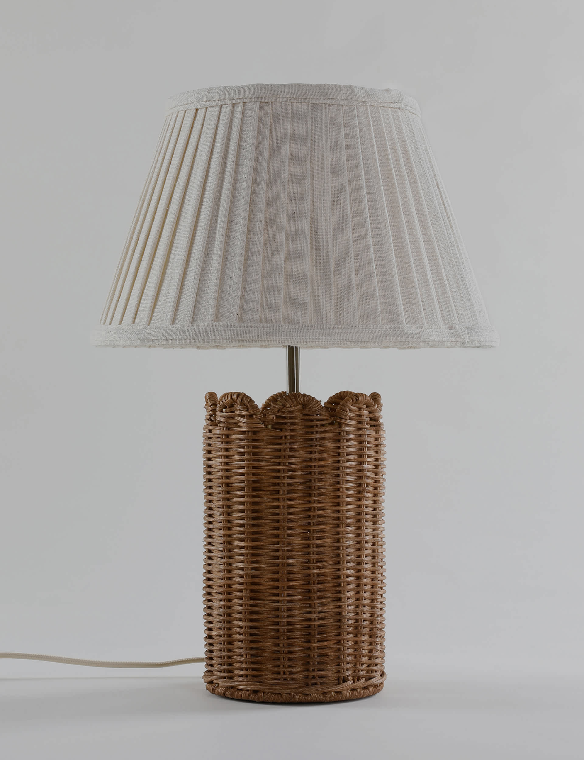 M&S Wicker Scalloped Table Lamp - Natural, Natural