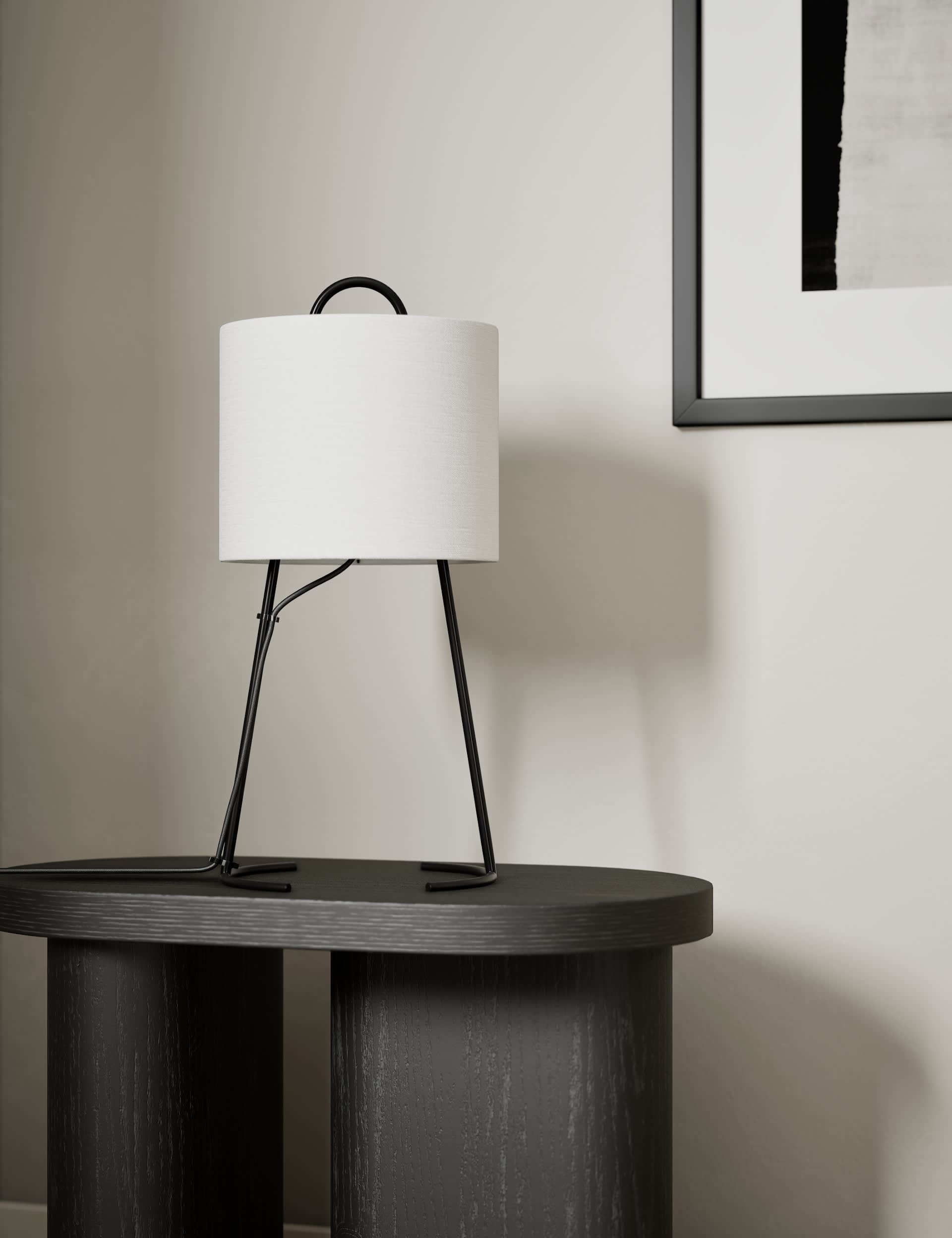 M&S X Kelly Hoppen Tripod Table Lamp - Black, Black