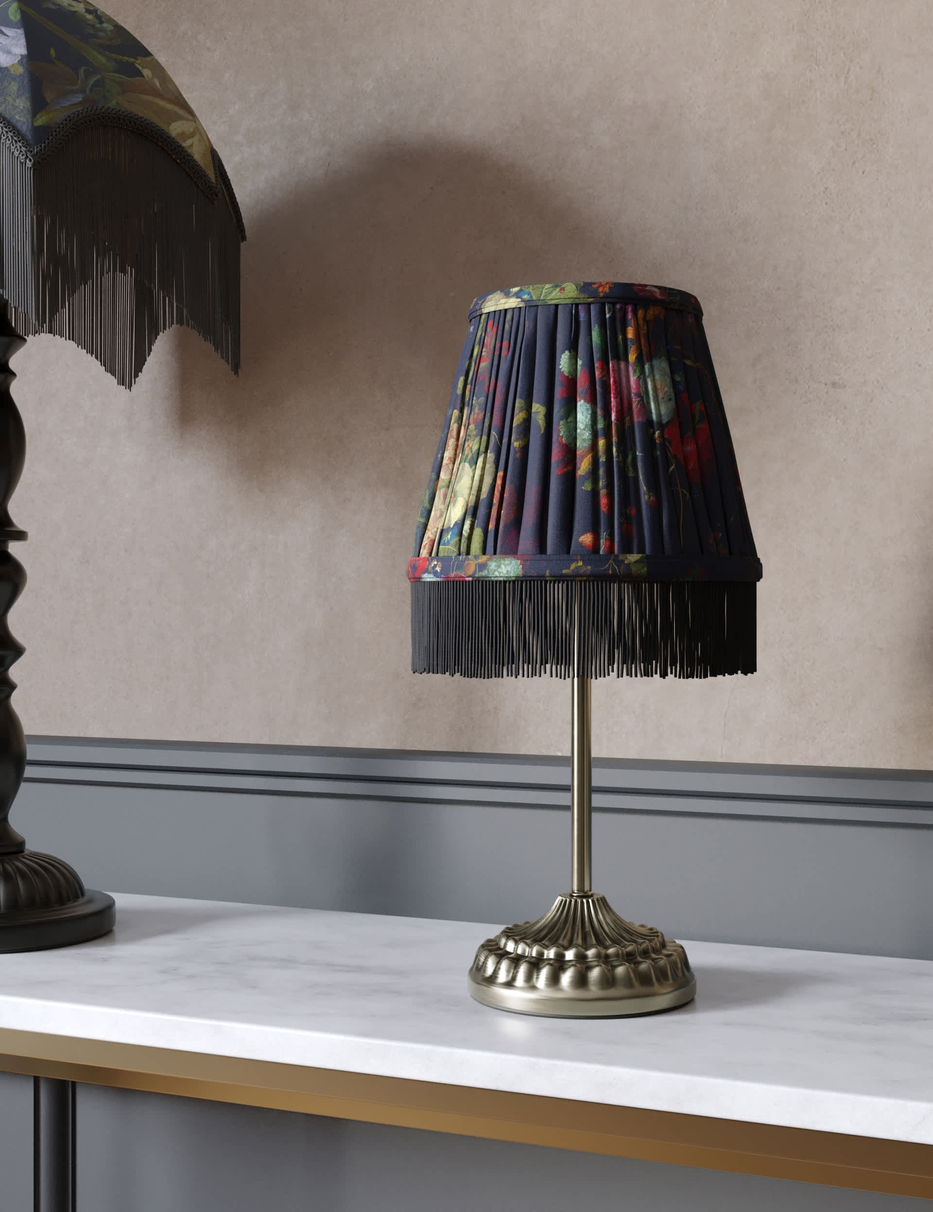 M&S X National Gallery Floral Pleated Rechargeable Table Lamp - Multi, Multi