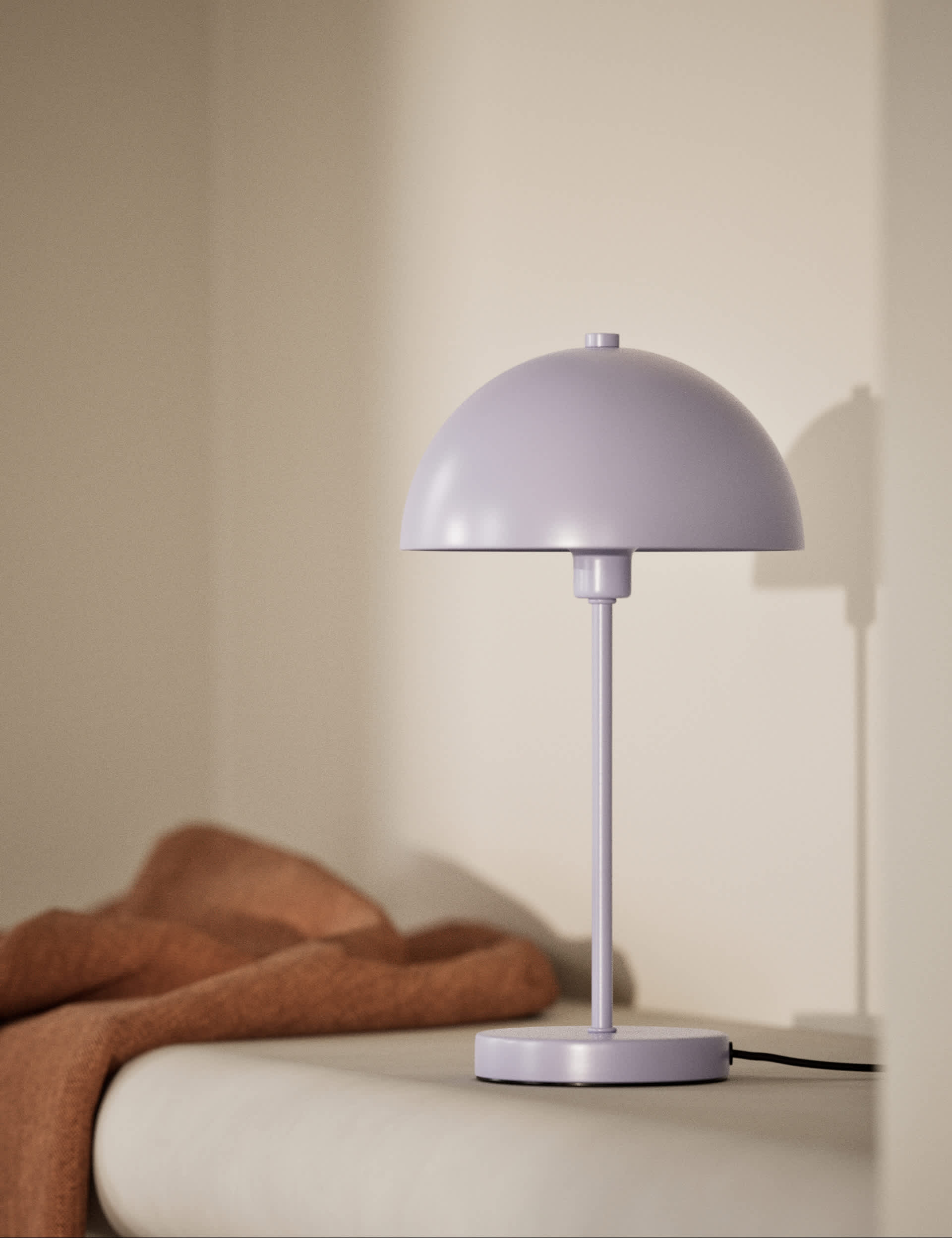 M&S Collection Metal Dome Table Lamp - Lilac Shell, Lilac Shell,Light Blue Mix,Charcoal