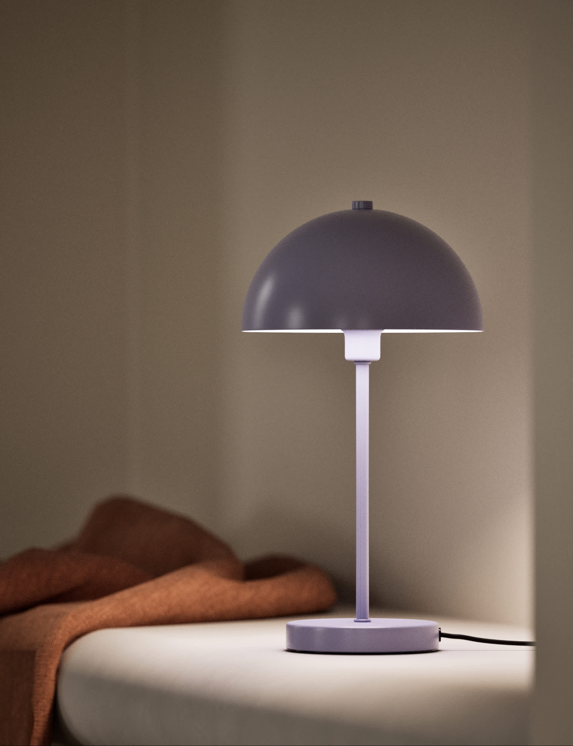 M&S Collection Metal Dome Table Lamp - Lilac Shell, Lilac Shell