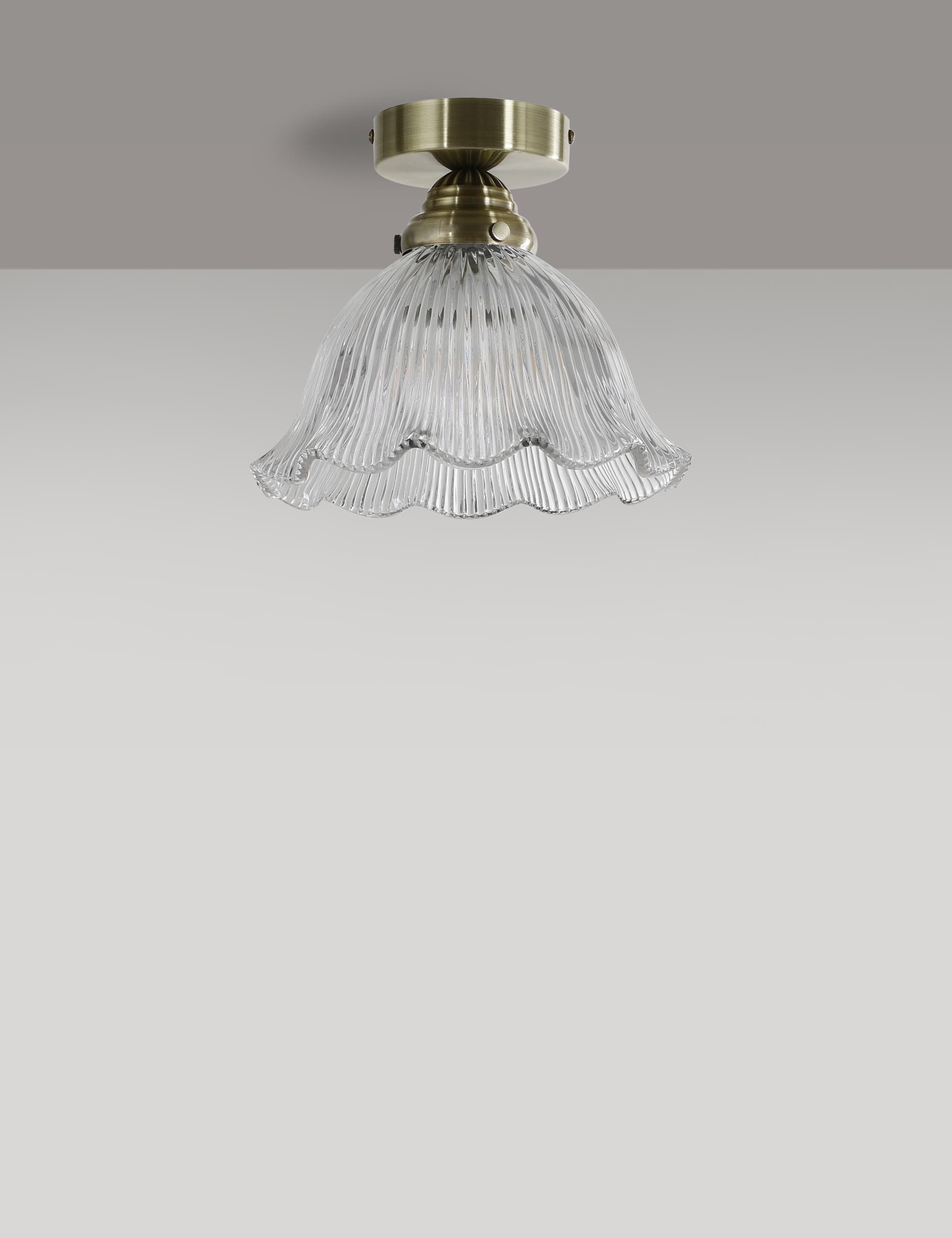 M&S Josephine Glass Flush Ceiling Light - Antique Brass, Antique Brass