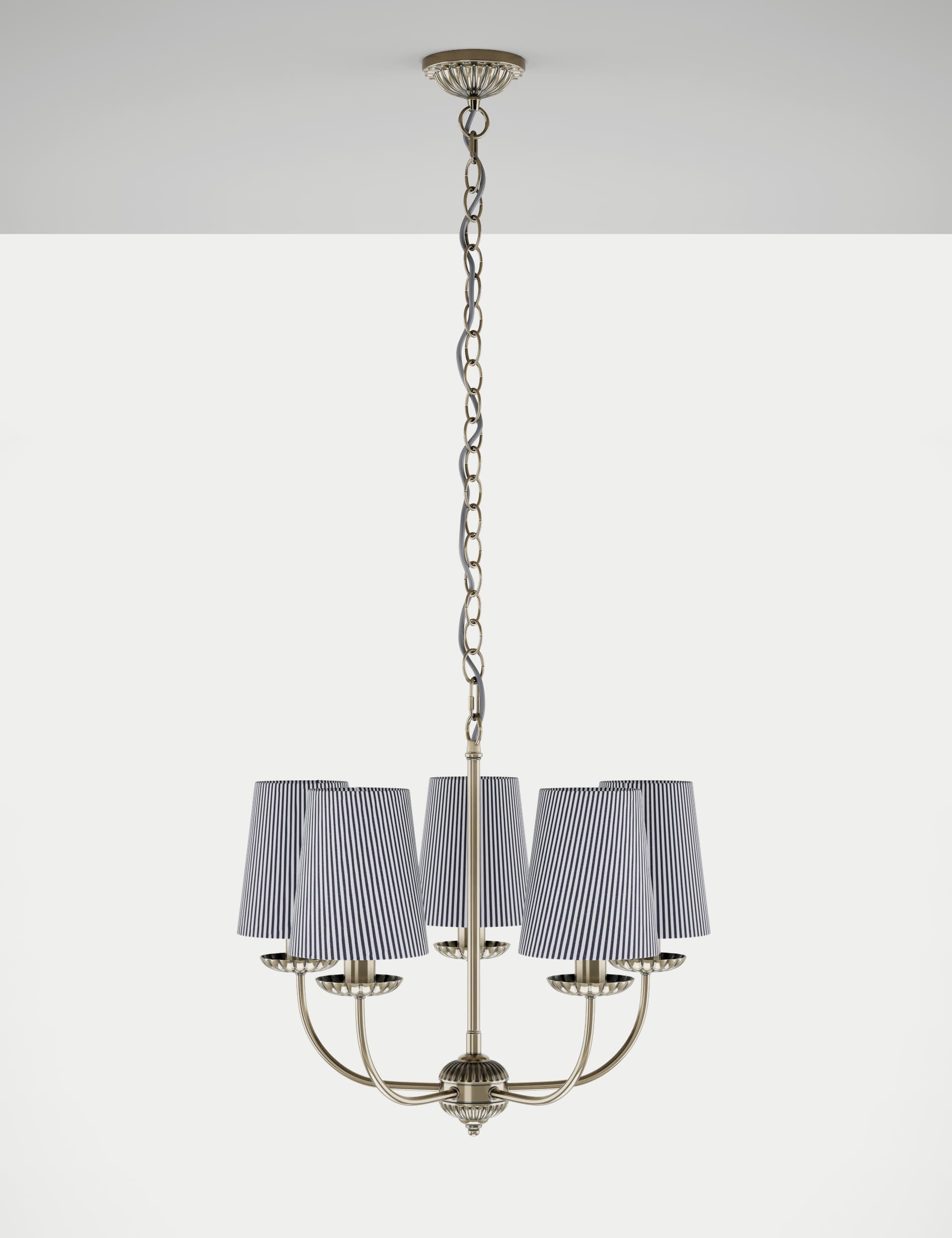 M&S Heritage Striped Chandelier - Antique Brass, Antique Brass