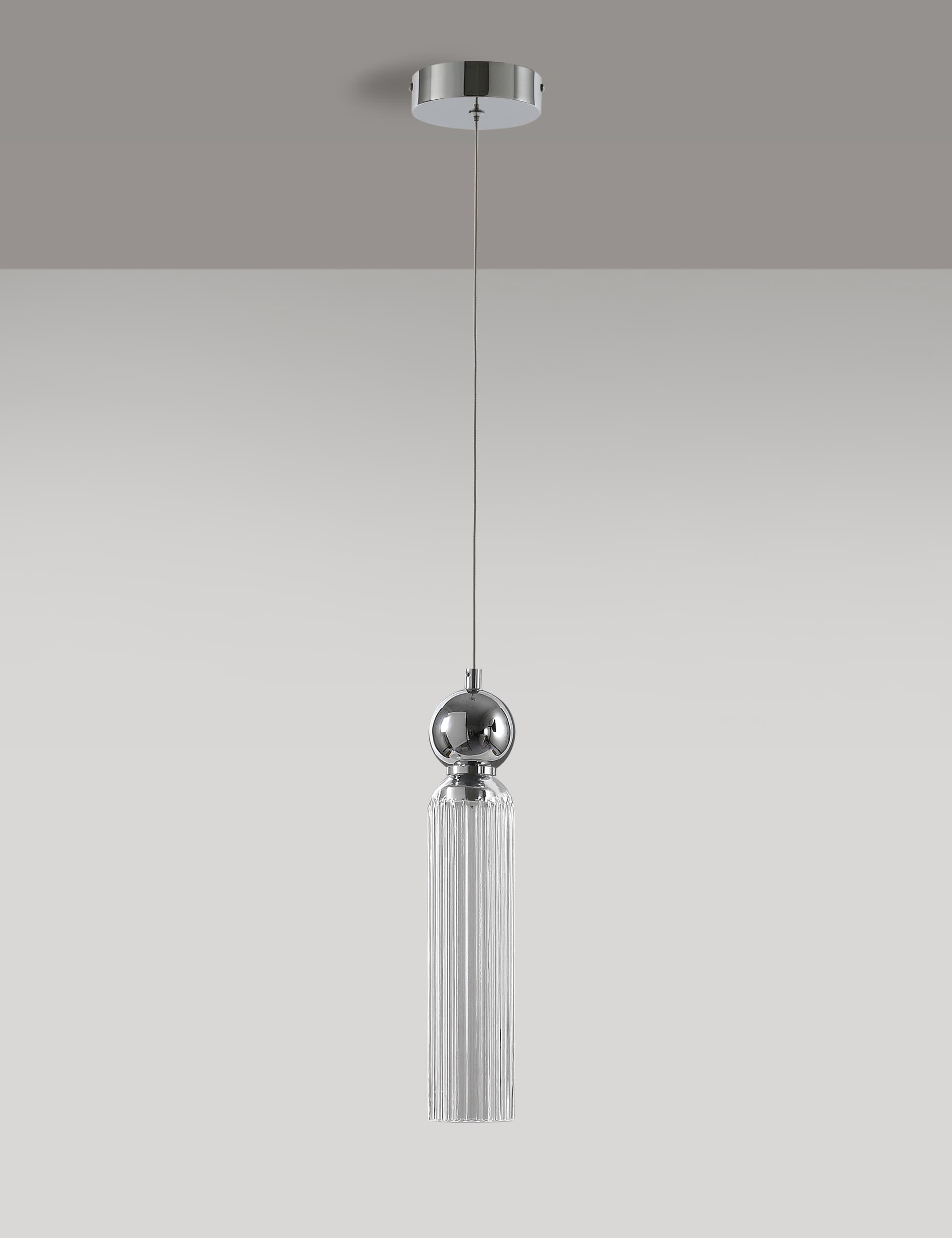 M&S X Kelly Hoppen Glass Pendant Light - Silver, Silver