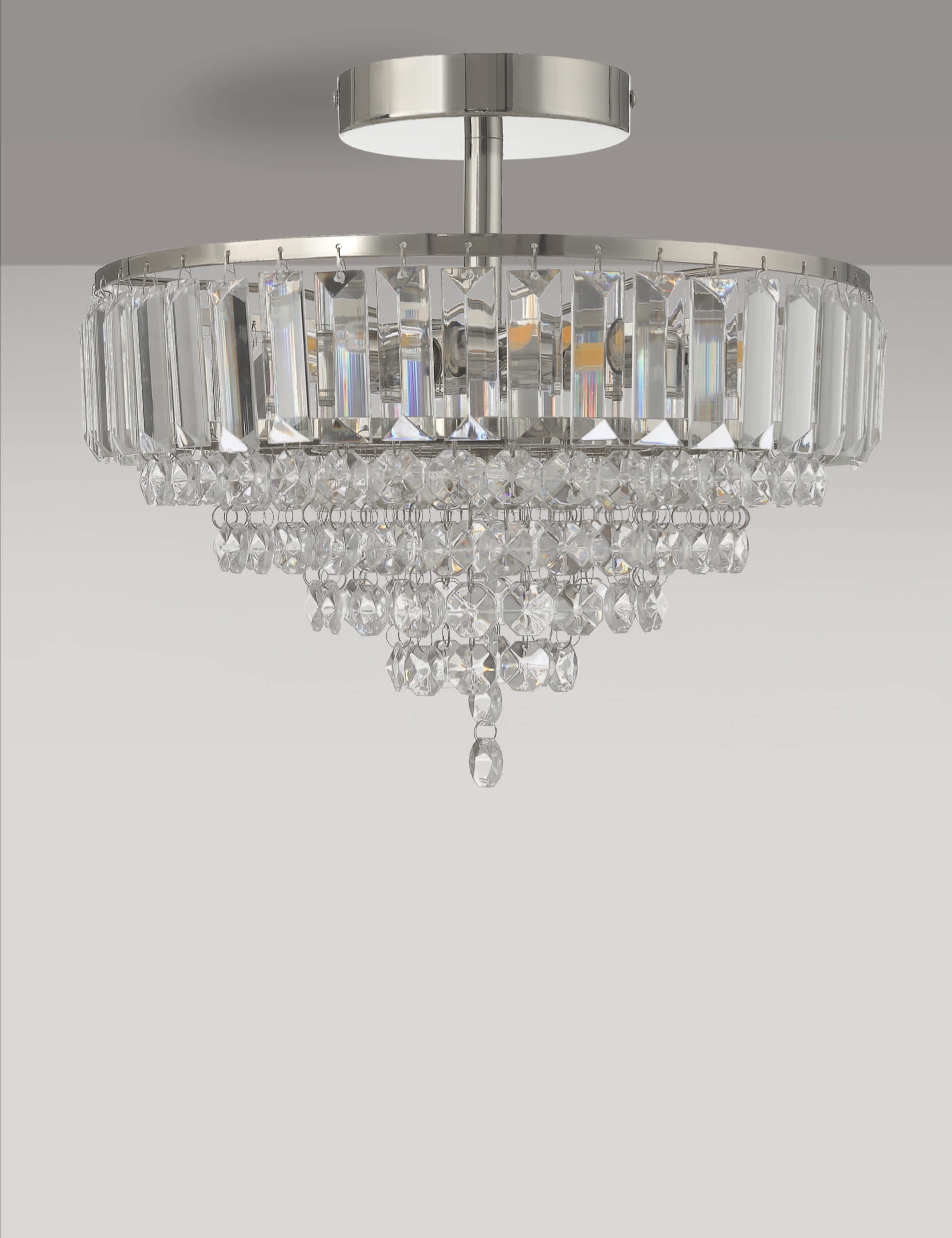 M&S Collection Crystal Flush Ceiling Light - Silver, Silver