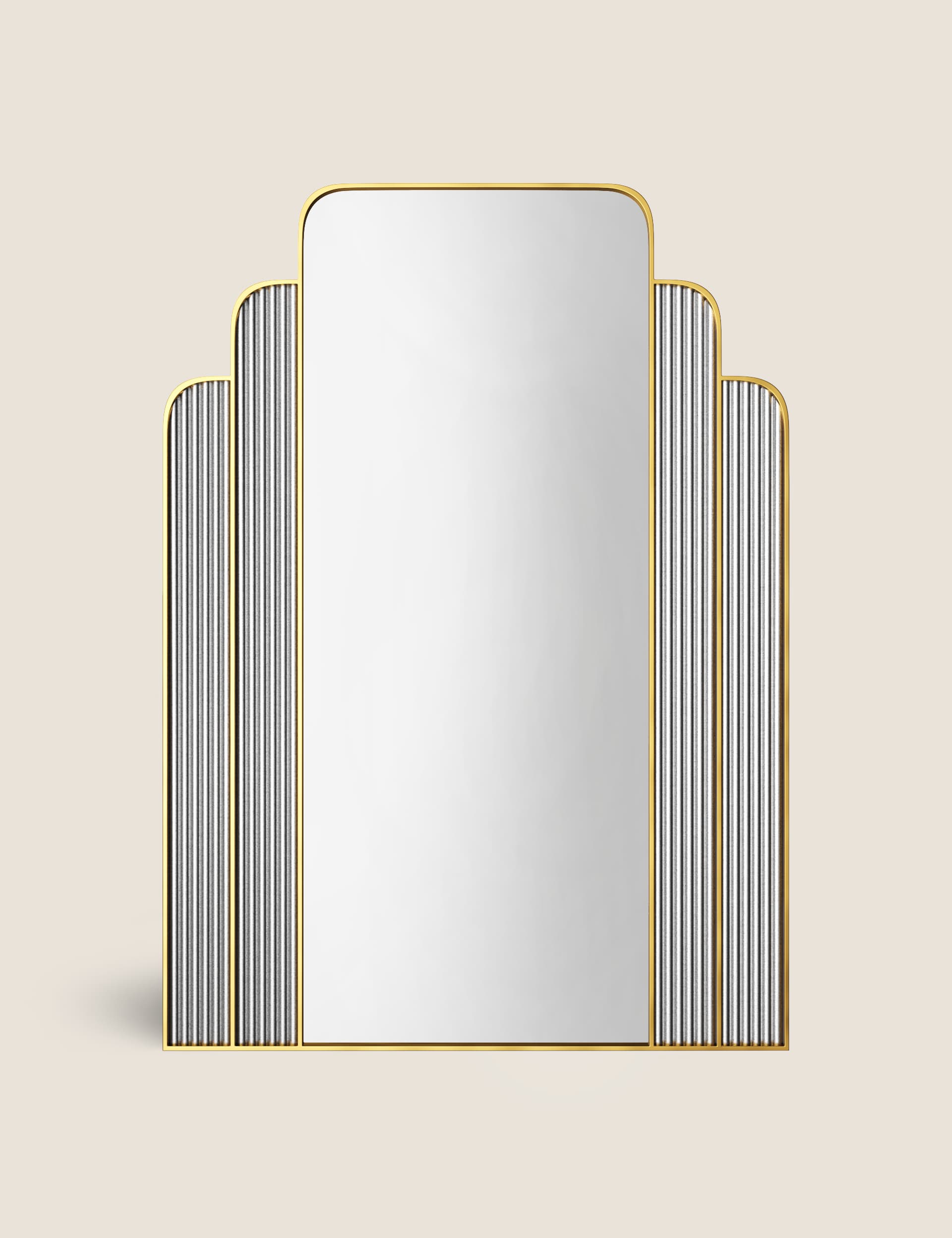 M&S Collection Monroe Large Rectangular Wall Mirror - Antique Brass, Antique Brass