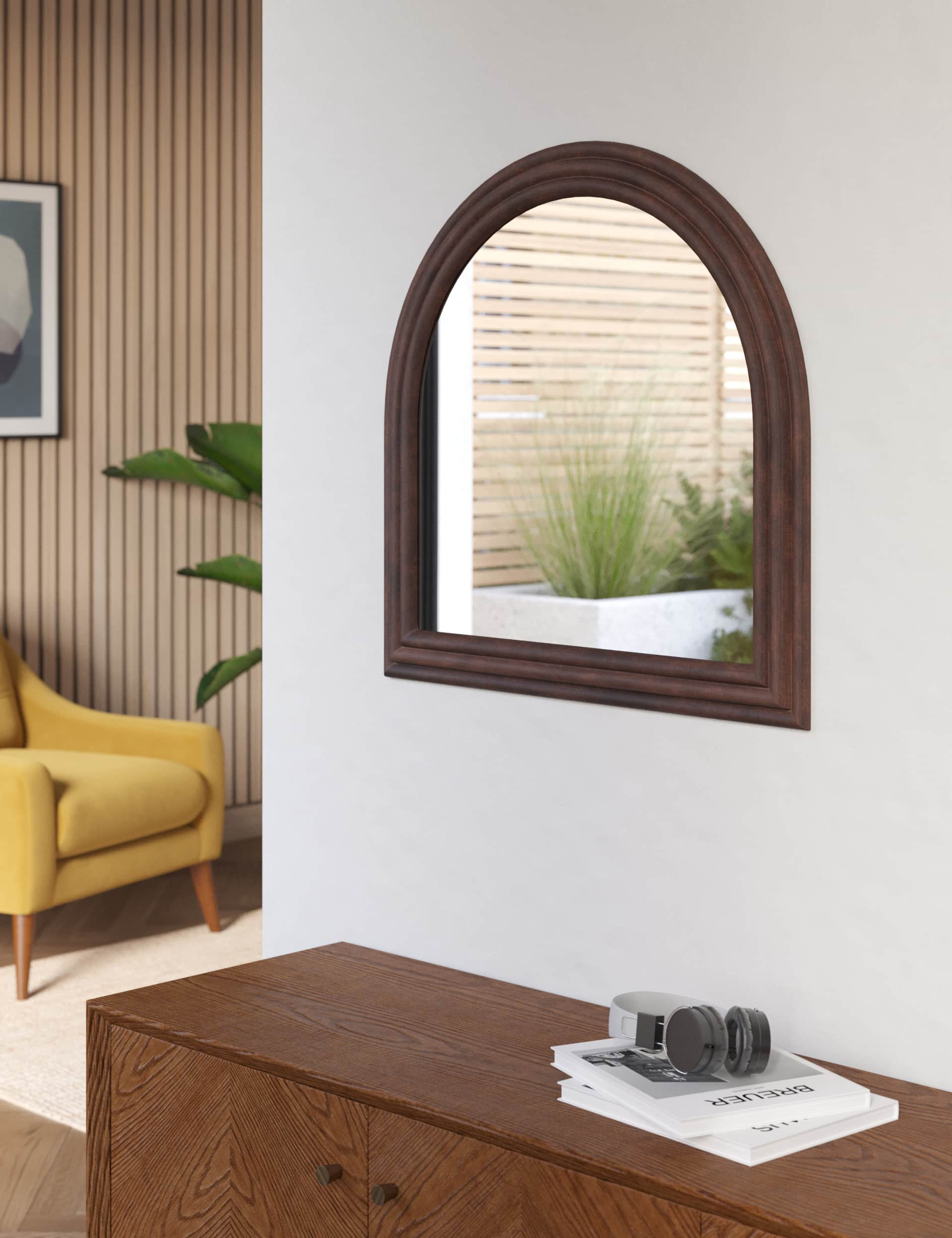 M&S Georgette Curved Hanging Mantle Mirror - Wood, Wood