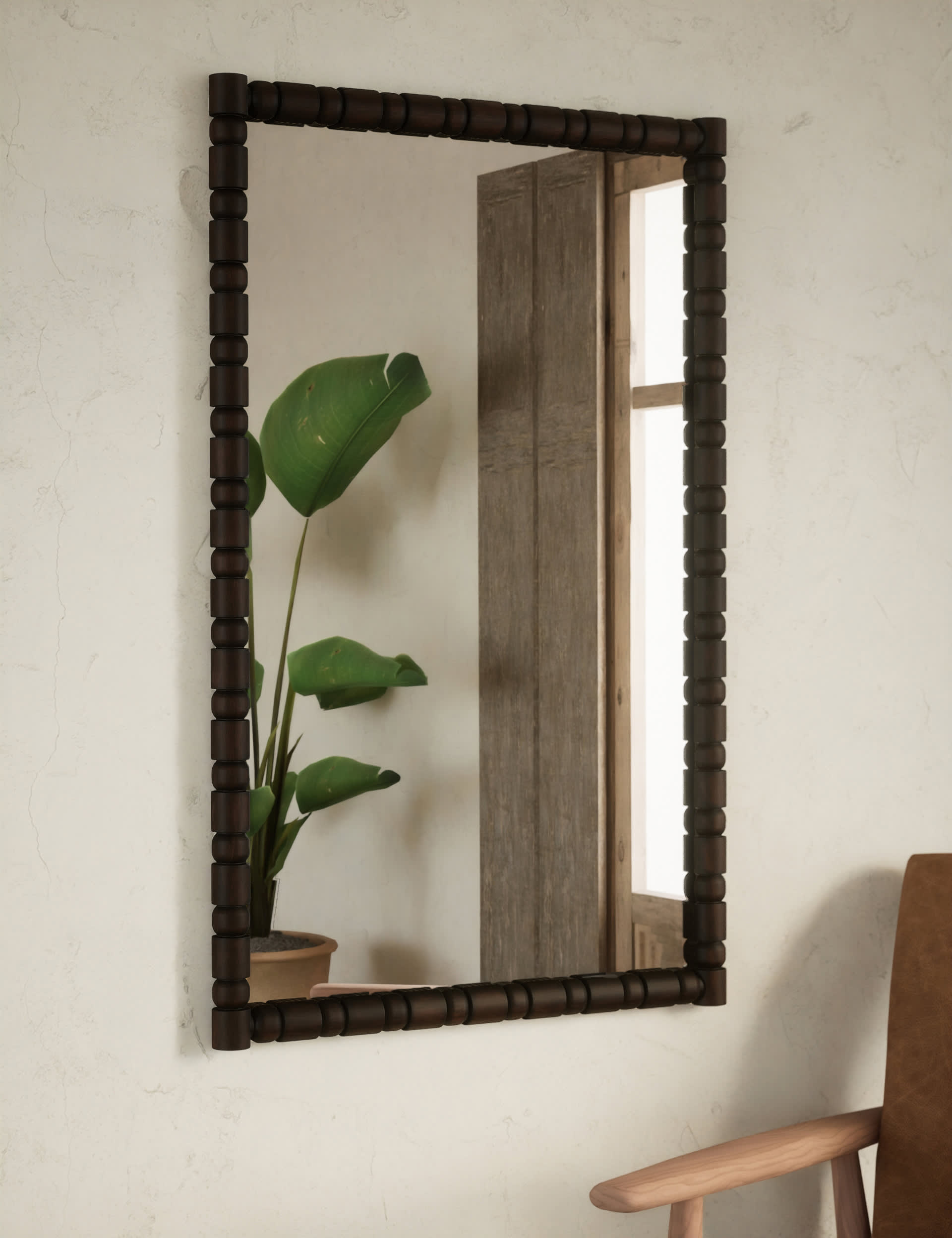 M&S Otto Wall Mirror - Dark Brown, Dark Brown