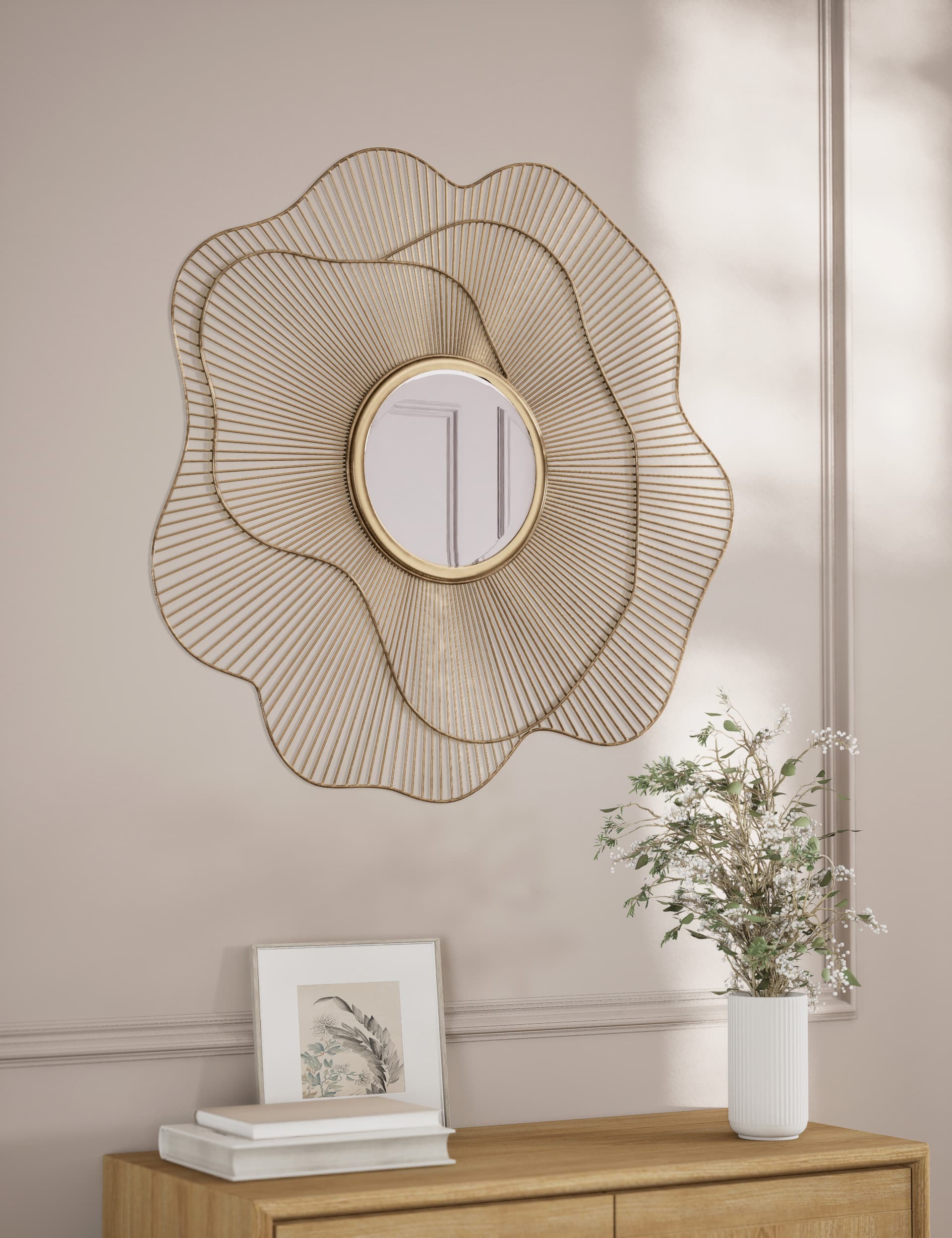 M&S Clarice Round Wall Mirror - Antique Brass, Antique Brass