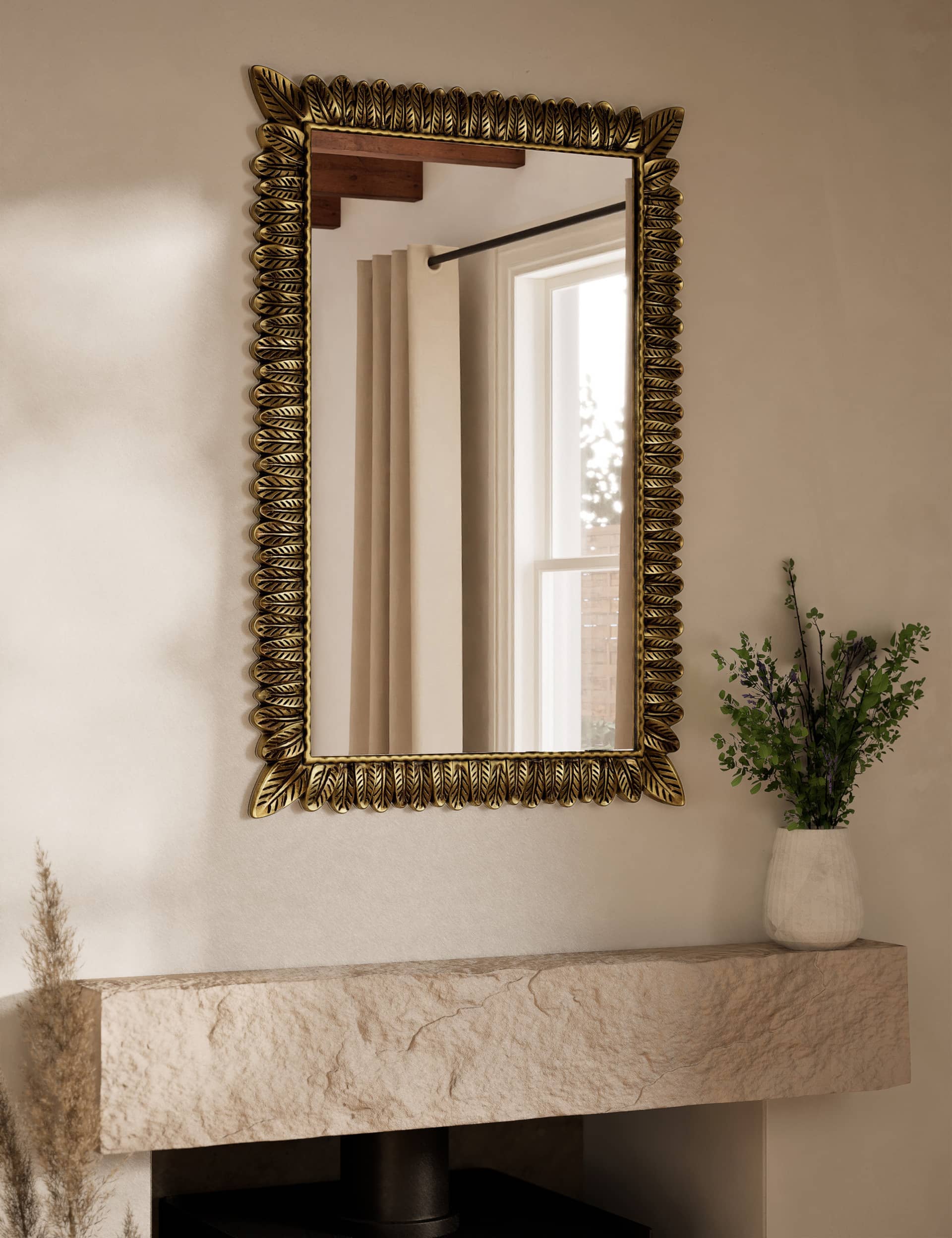 M&S Vintage Wall Mirror - Antique Brass, Antique Brass