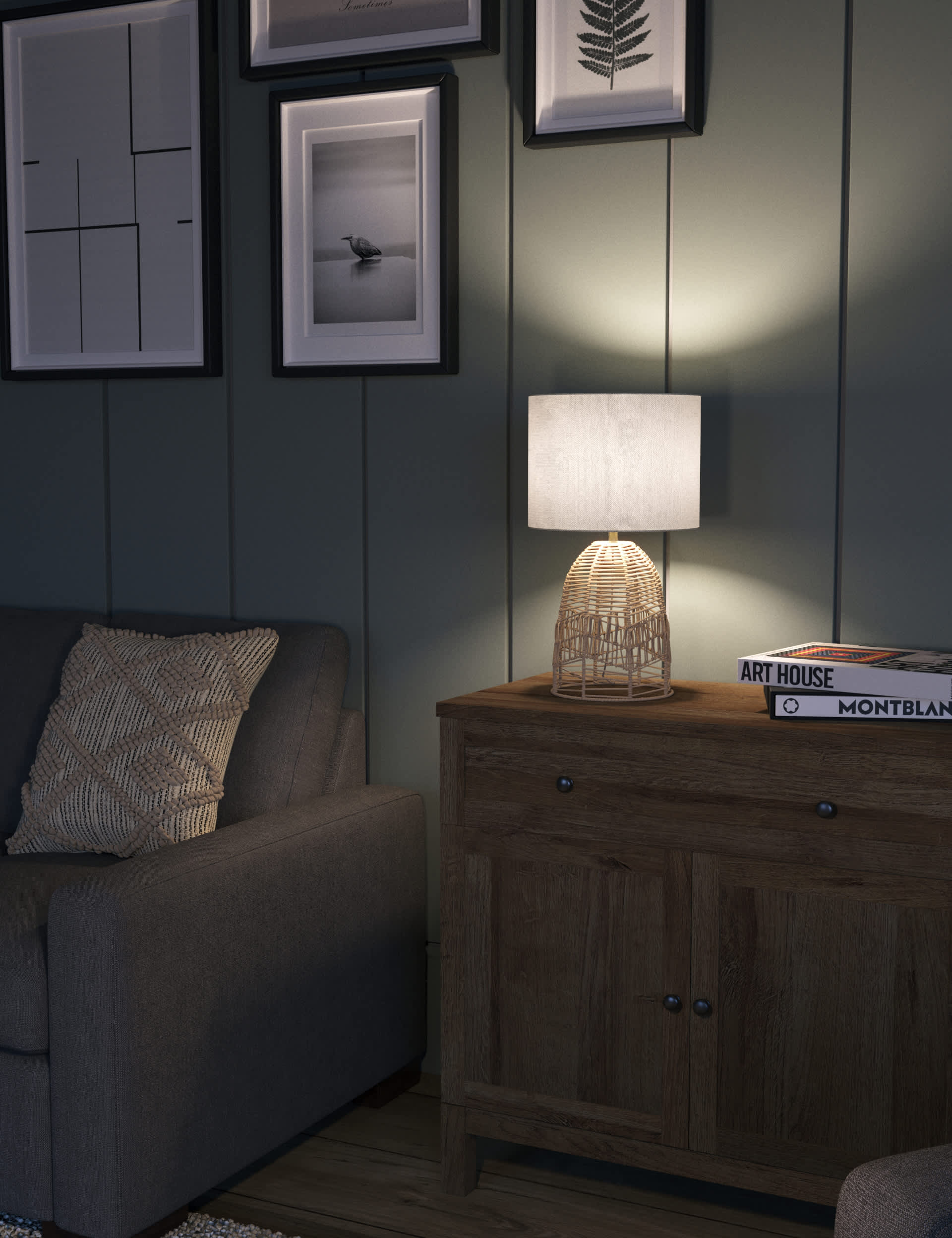 M&S Rattan Table Lamp - Natural, Natural