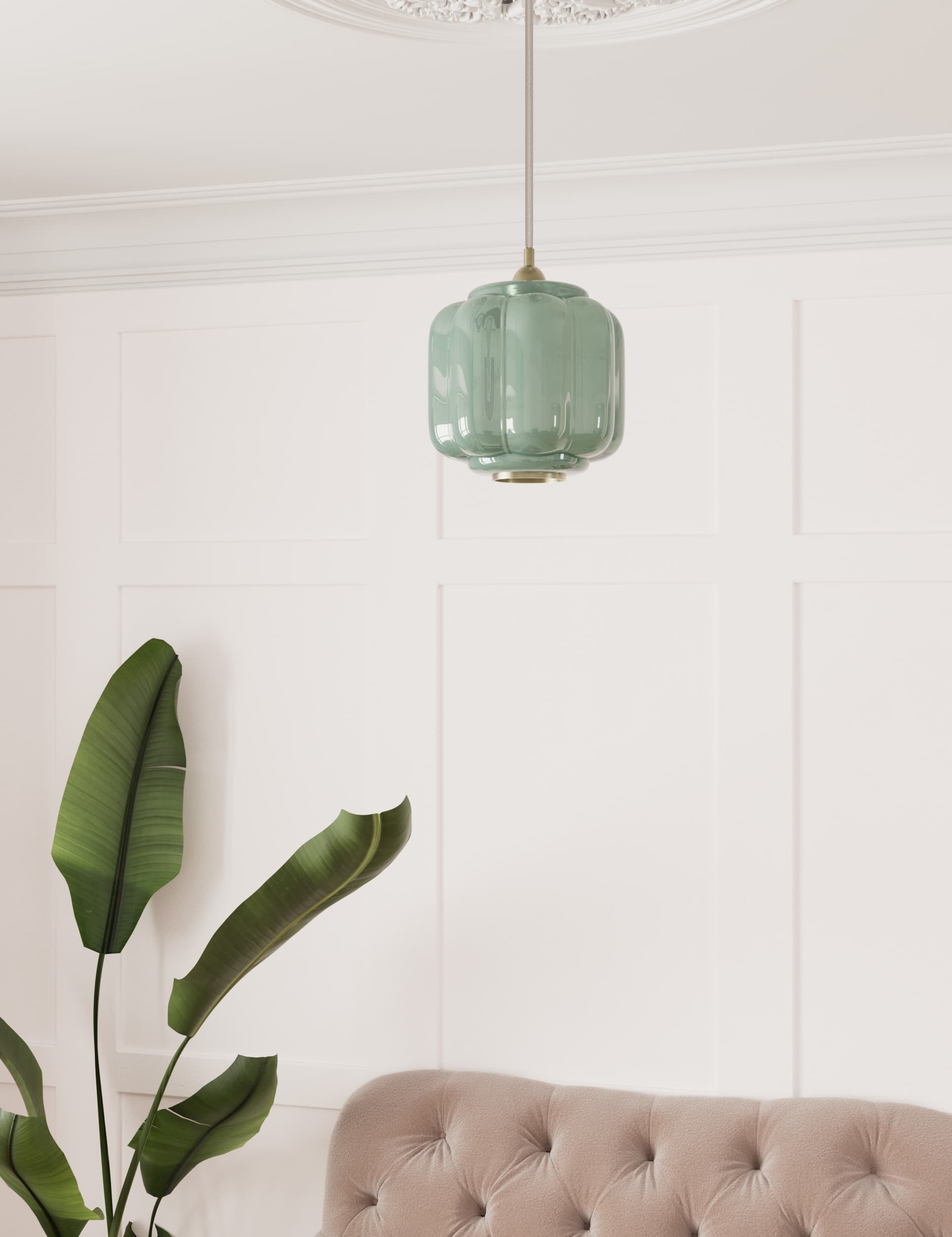 M&S Collection Agnes Pendant Light - Green, Green