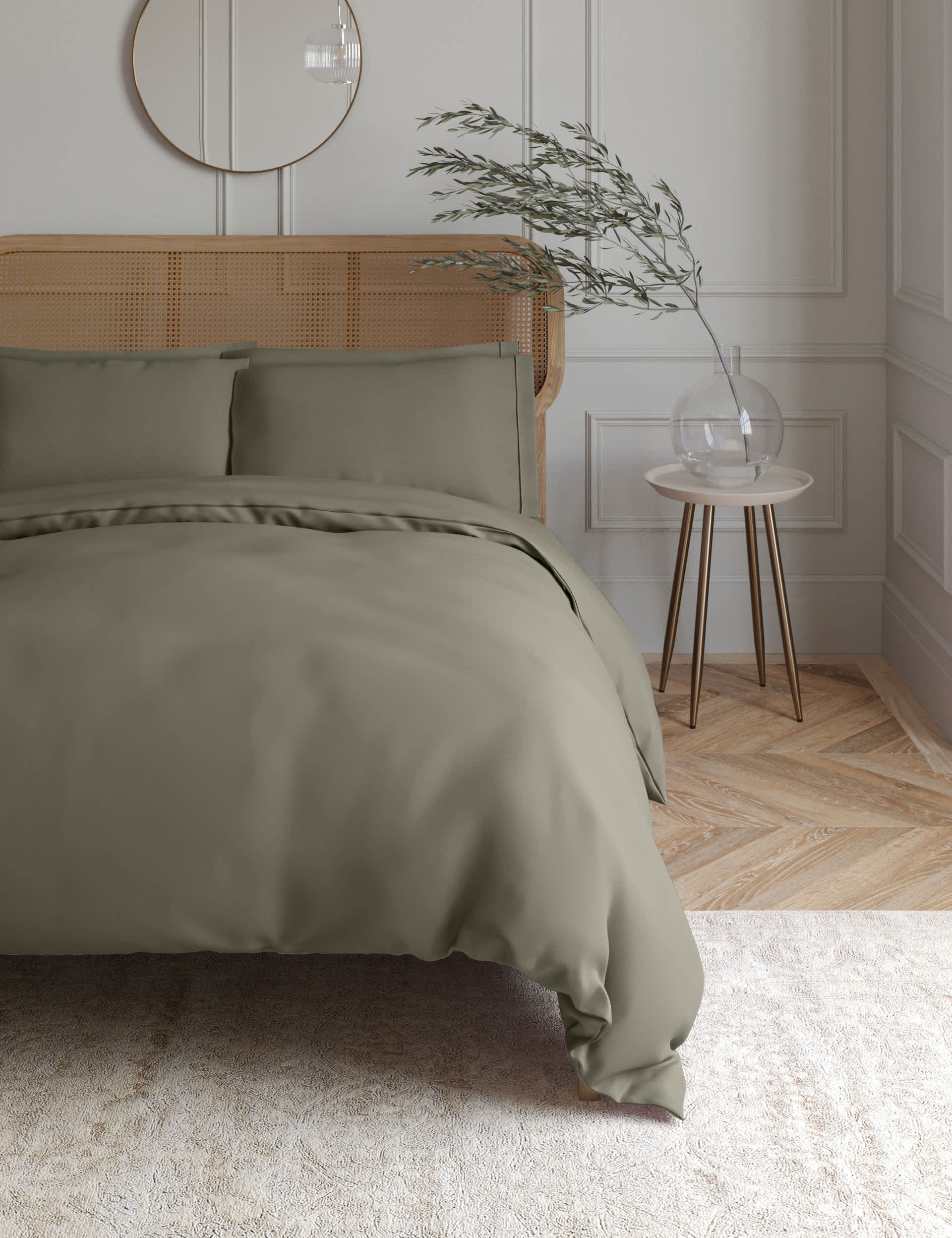 M&S Egyptian Cotton 230 Thread Count Duvet Cover - SGL - Khaki, Khaki