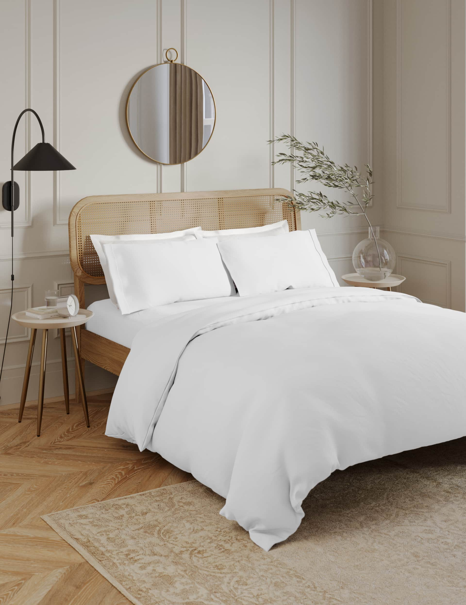 M&S Egyptian Cotton 230 Thread Count Duvet Cover - SGL - Ice White, Ice White,Cream,Midnight Navy,Du