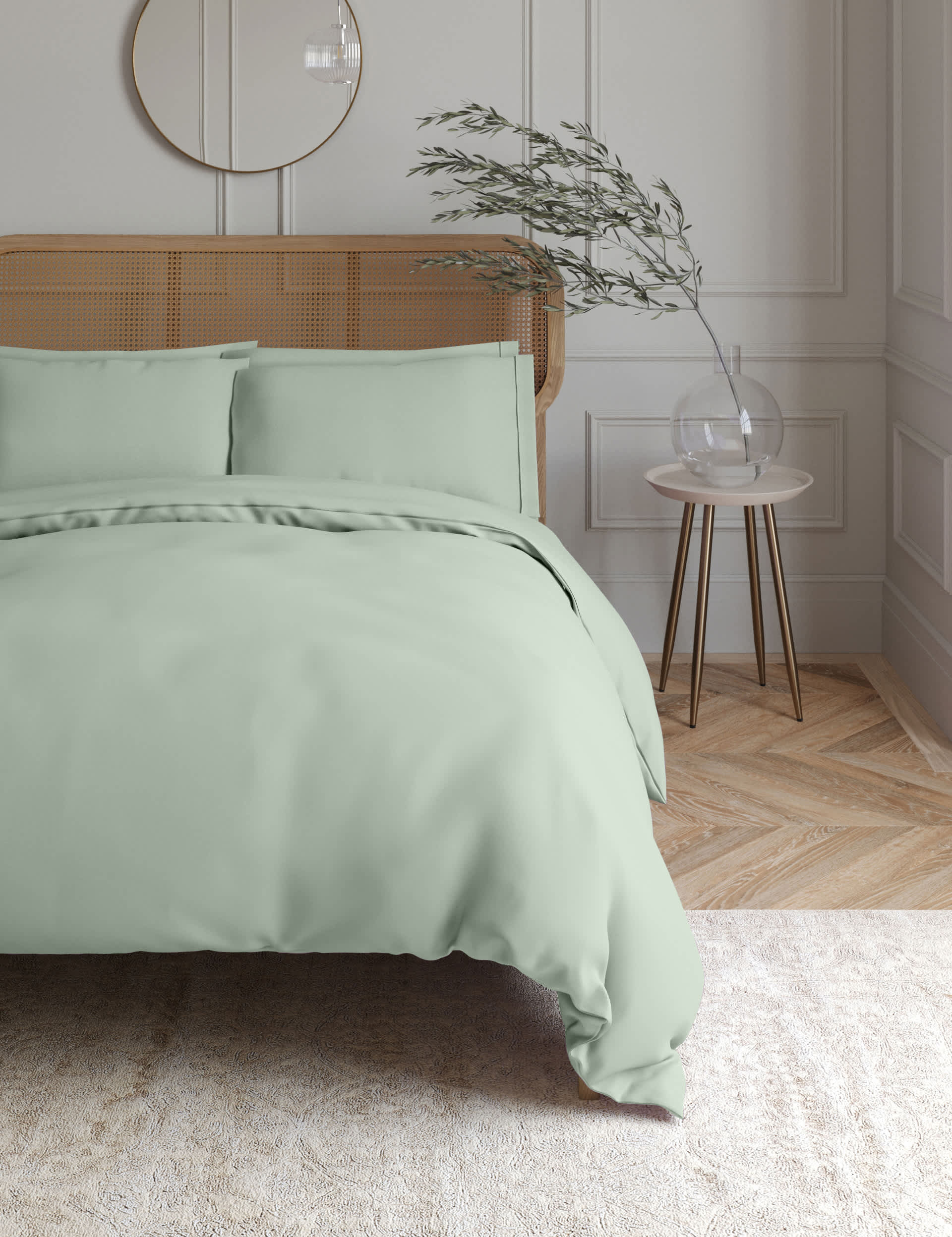 M&S Egyptian Cotton 230 Thread Count Duvet Cover - DBL - Light Duck Egg, Khaki,Slate Blue,Light Duck