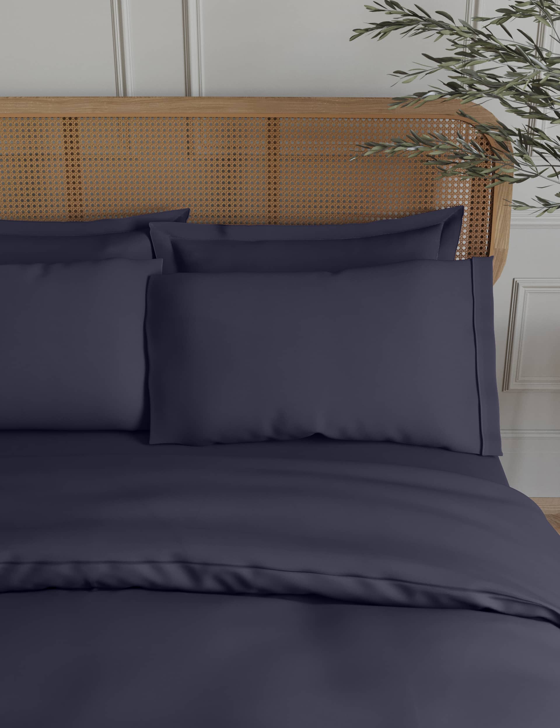 M&S 2pk Egyptian Cotton 230 Thread Count Pillowcases - Midnight Navy, Silver Grey,Light Duck Egg,Mid