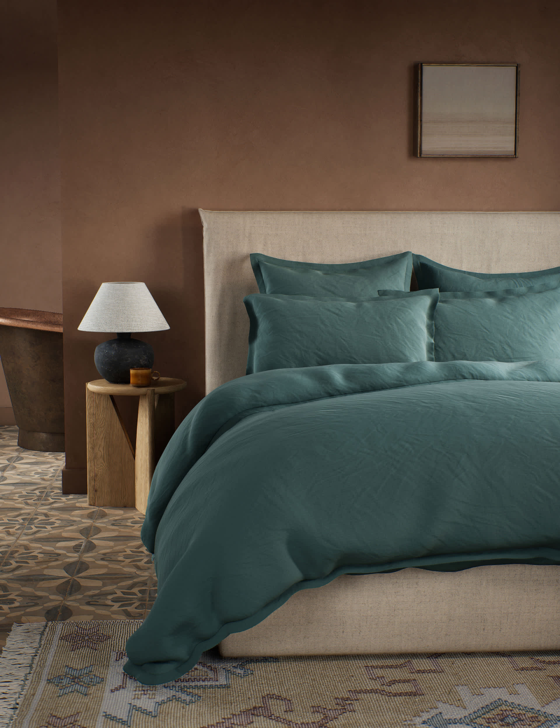 M&S X Fired Earth Washed Cotton Duvet Cover - SGL - Hesper, Hesper,Dover Cliffs,Weald Green,Under Th