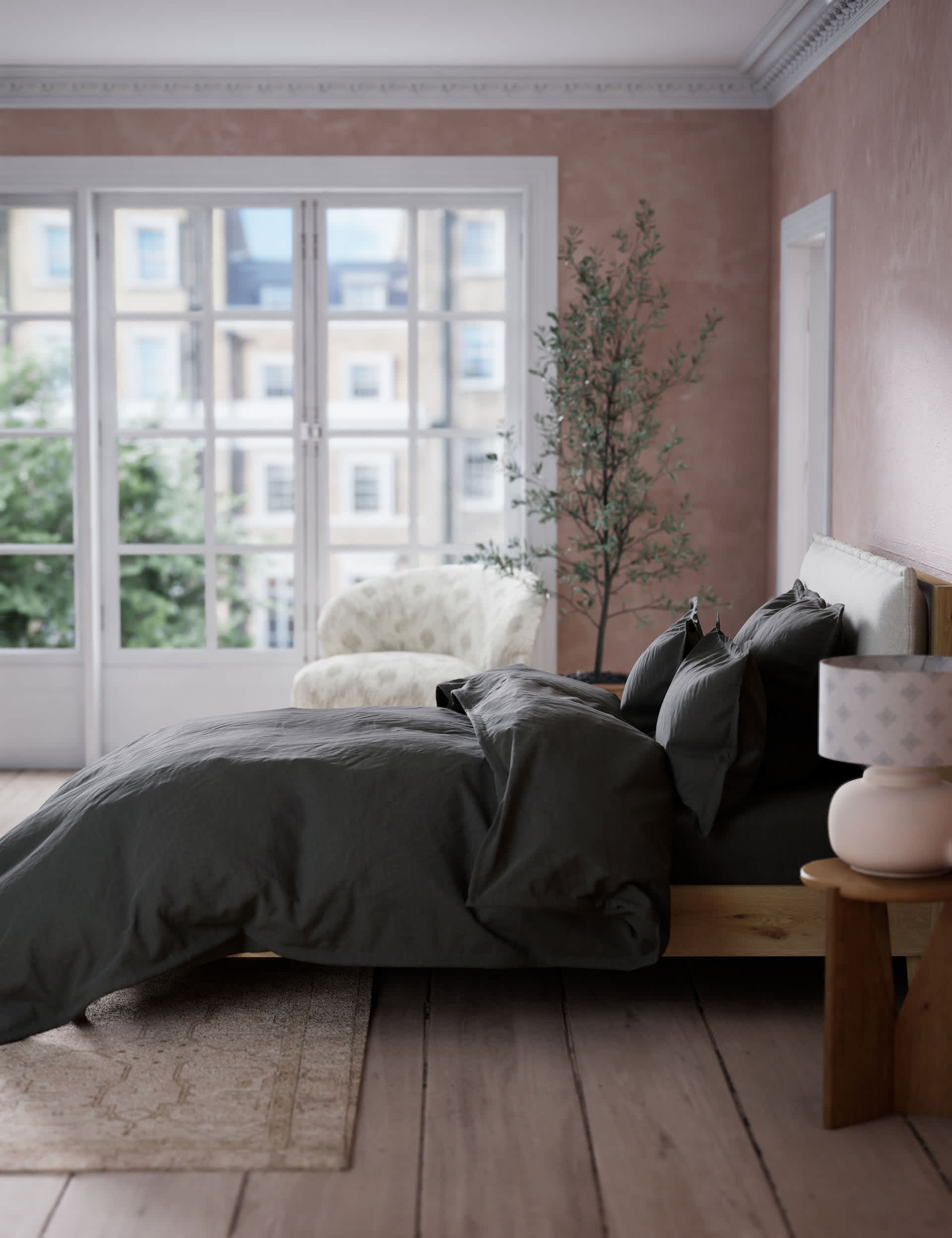 M&S X Fired Earth Washed Cotton Extra Deep Fitted Sheet