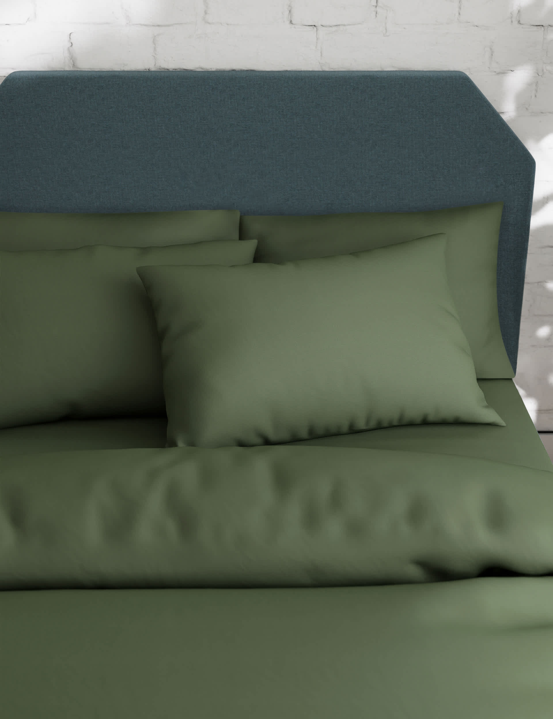 M&S 2pk Cotton Rich Pillowcases - Khaki, Soft Teal,Navy,Sage,Khaki,Dove,Light Cream,Neutral,Silver G