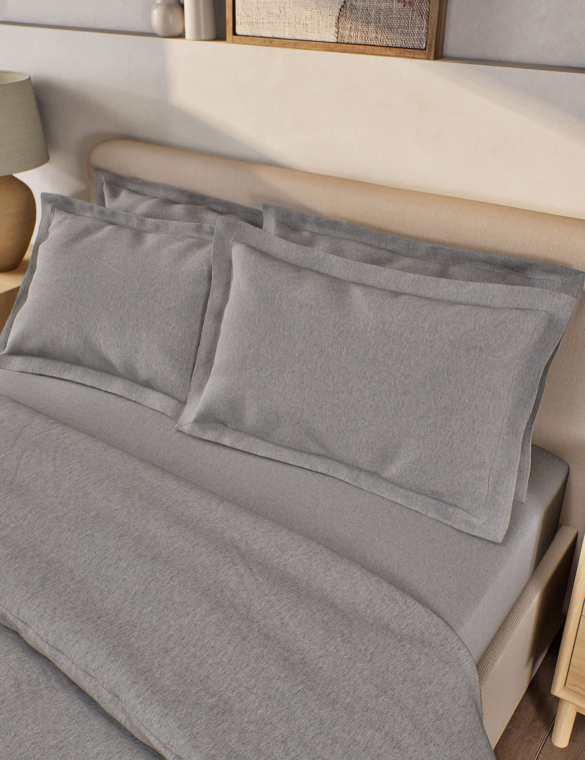 M&S 2pk Pure Brushed Cotton Oxford Pillowcases - Grey Marl, White,Sage,Light Blue,Grey Marl,Clay,San